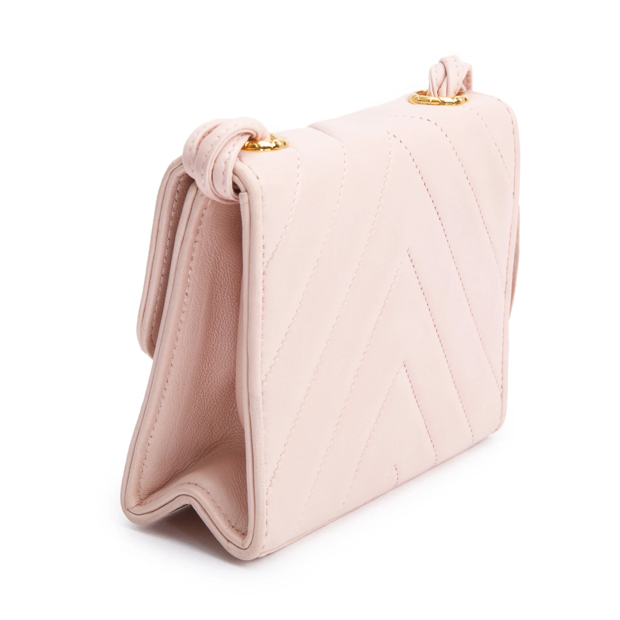 Chanel Pink Chevron Lambskin Leather Tassel Mini Flap Bag w/ Box - Image 7