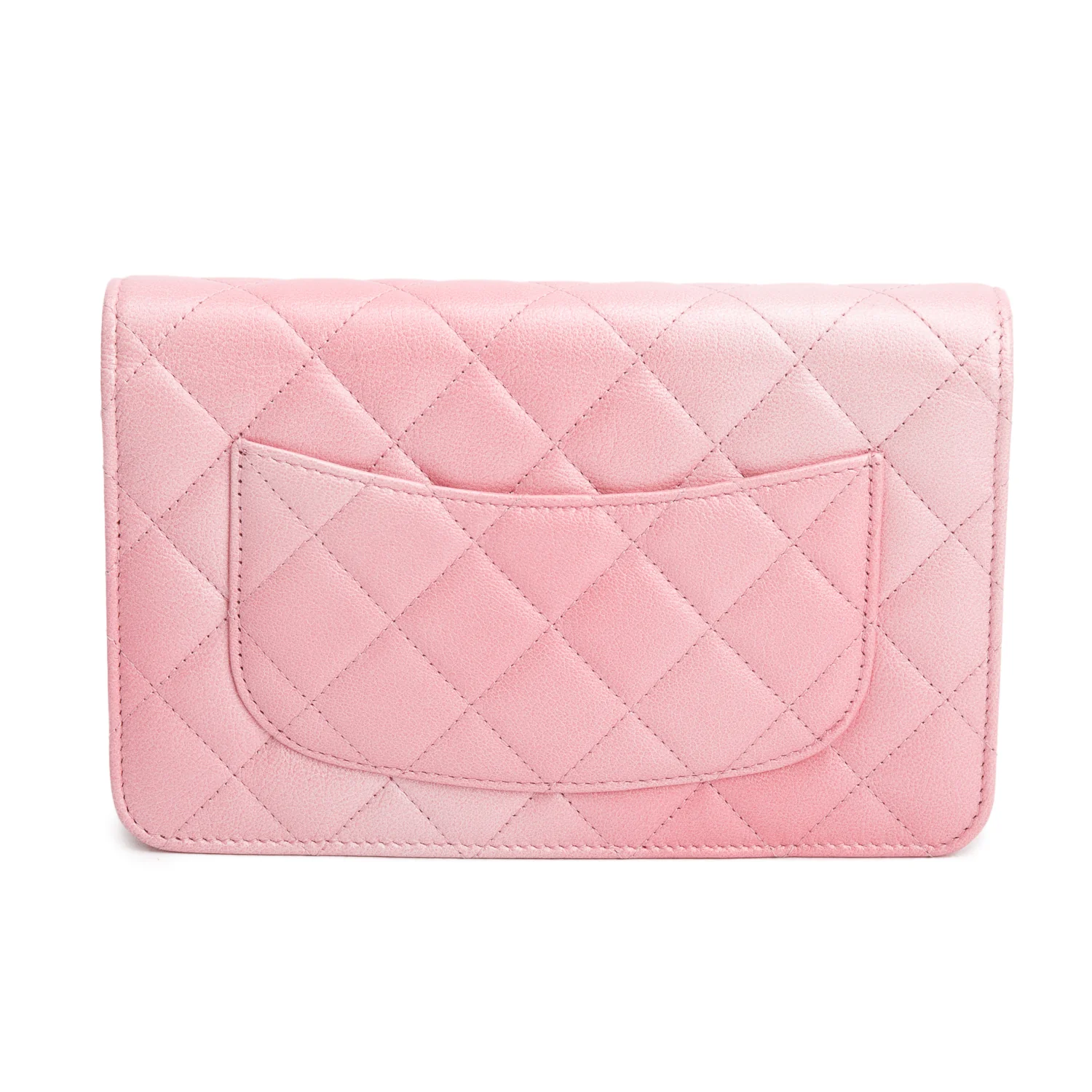 Chanel Pink Cloudy Pearly Goatskin Quilted Wallet on Chain - Image 4