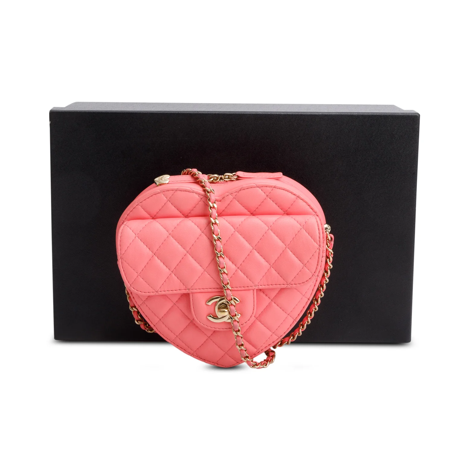 Chanel Pink Lambskin Leather CC In Love Heart Bag w/ Box - Image 2