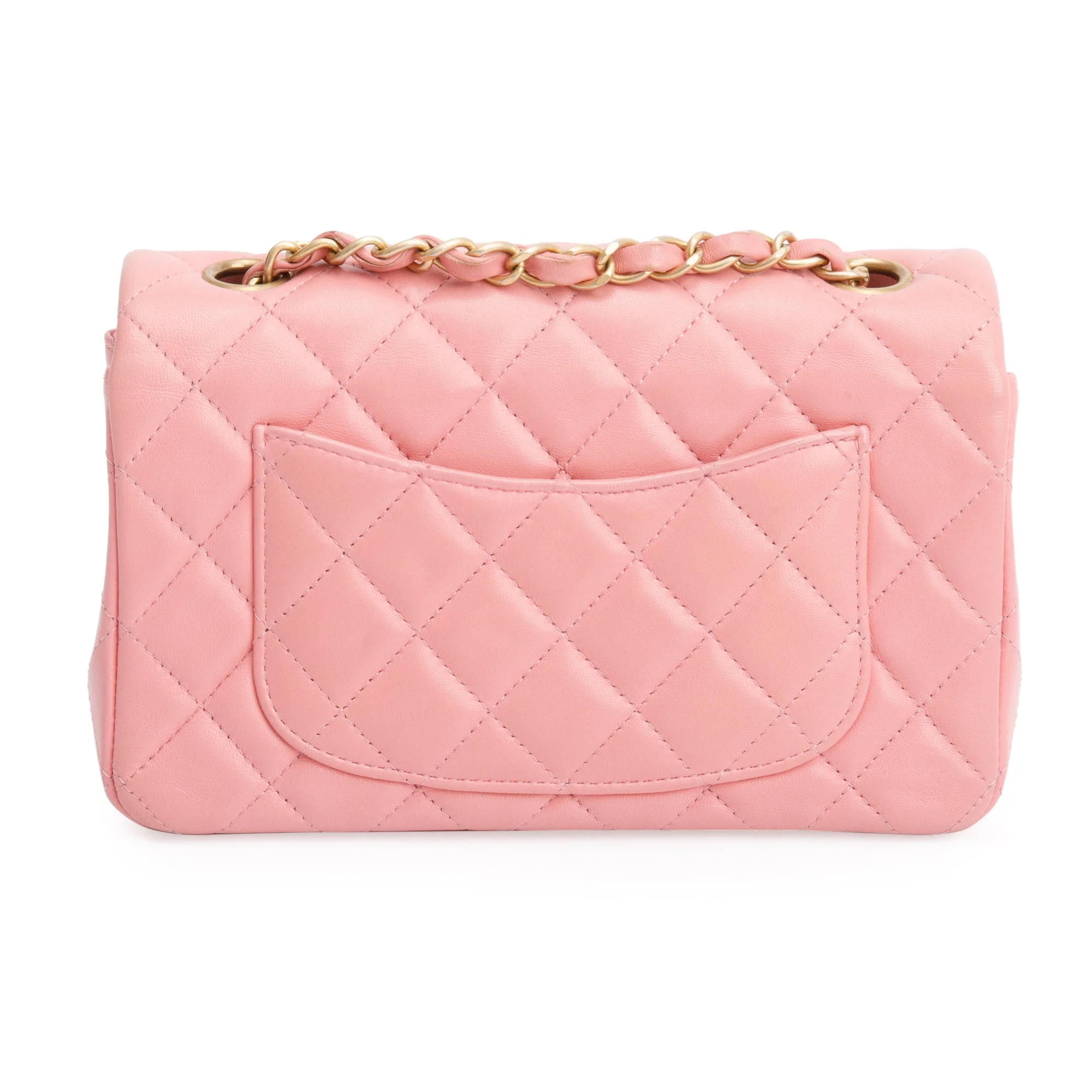 Chanel Pink Lambskin Leather Classic Mini Rectangular Flap Bag w/ Box & Authenticity Card - Image 6