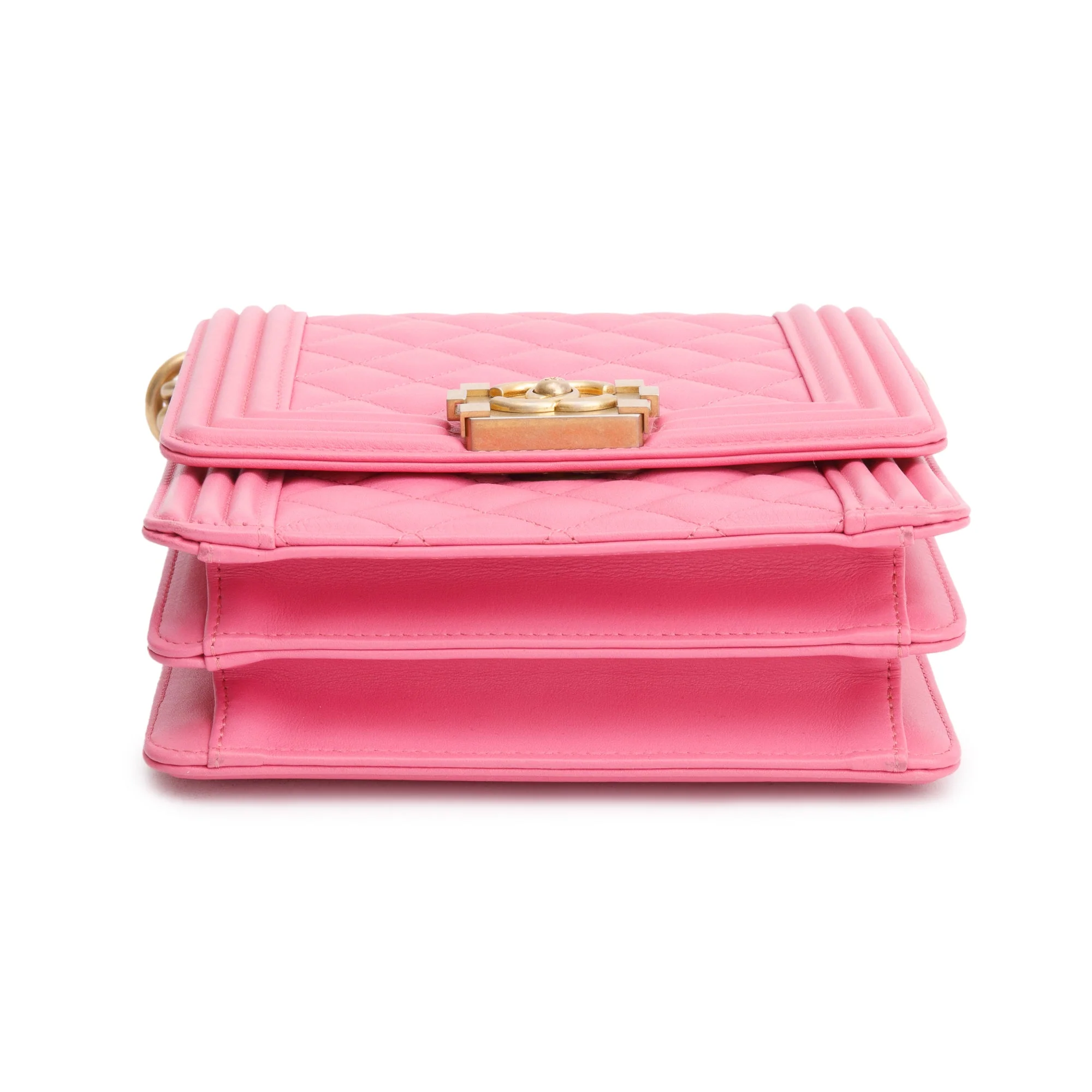 Chanel Pink Lambskin Leather North/South Boy Bag w/ Authenticity - Image 7