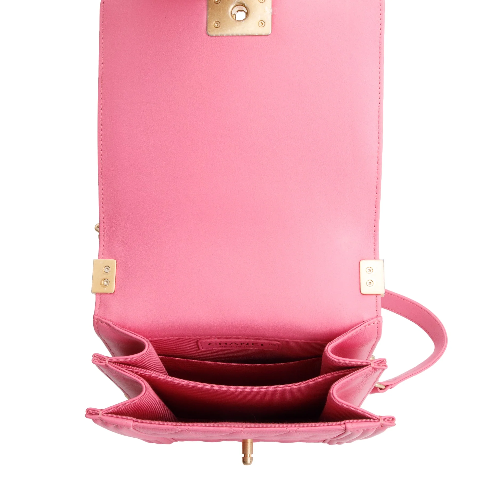 Chanel Pink Lambskin Leather North/South Boy Bag w/ Authenticity - Image 8