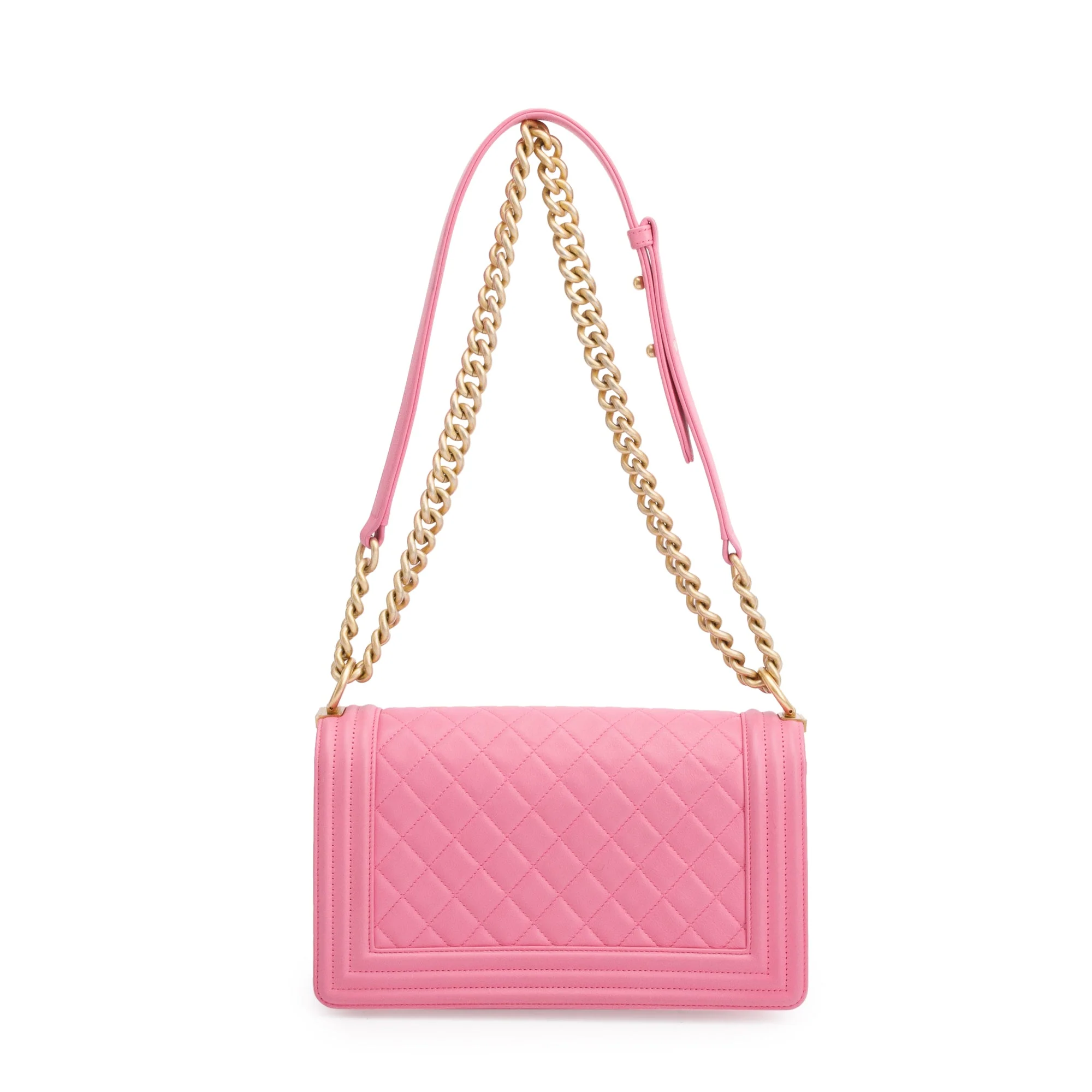 Chanel Pink Lambskin Medium Boy Bag w/ Authenticity Card - Image 5