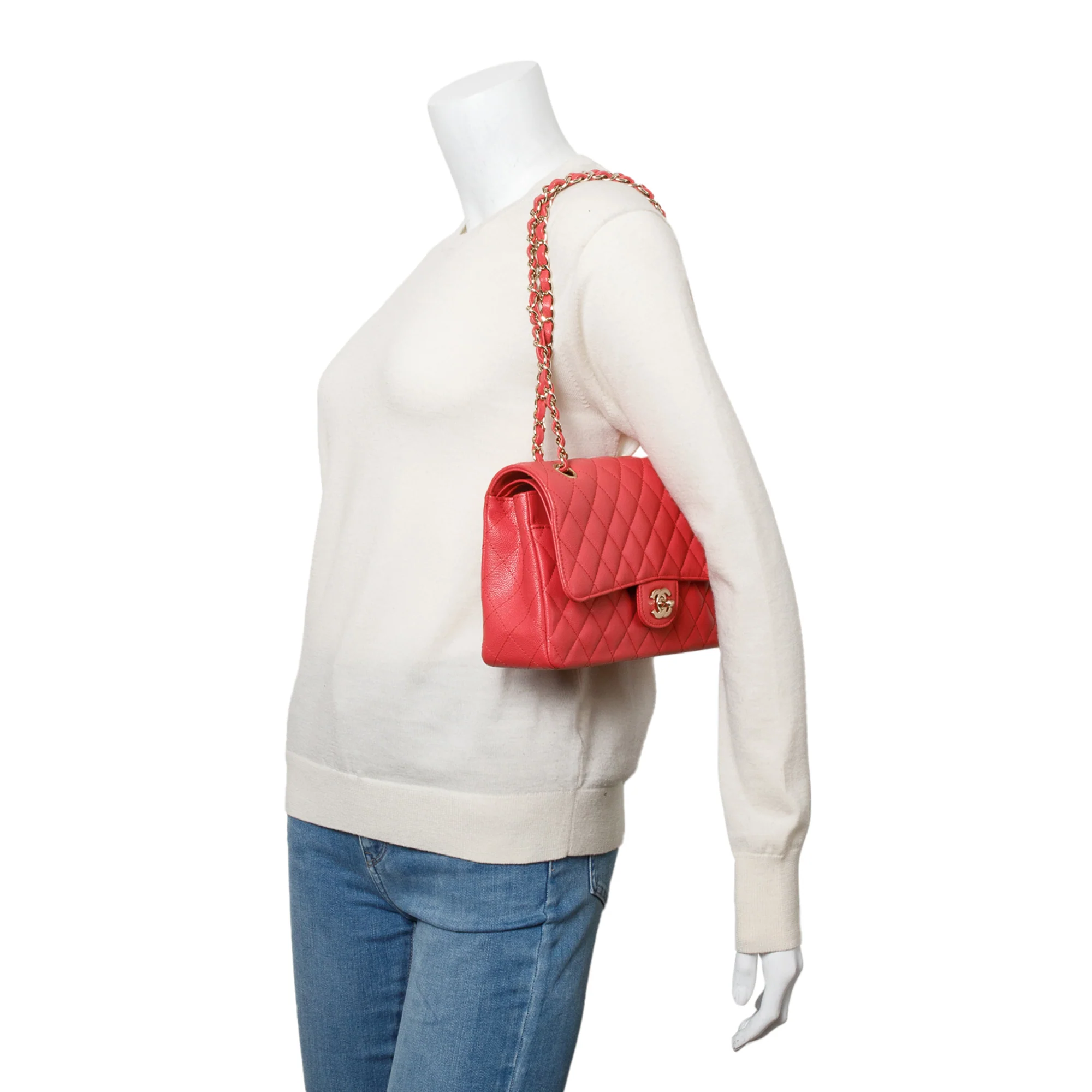Chanel Pink Quilted Caviar Leather Classic Medium Double Flap Bag w/ Box & Authenticity Card - Image 2
