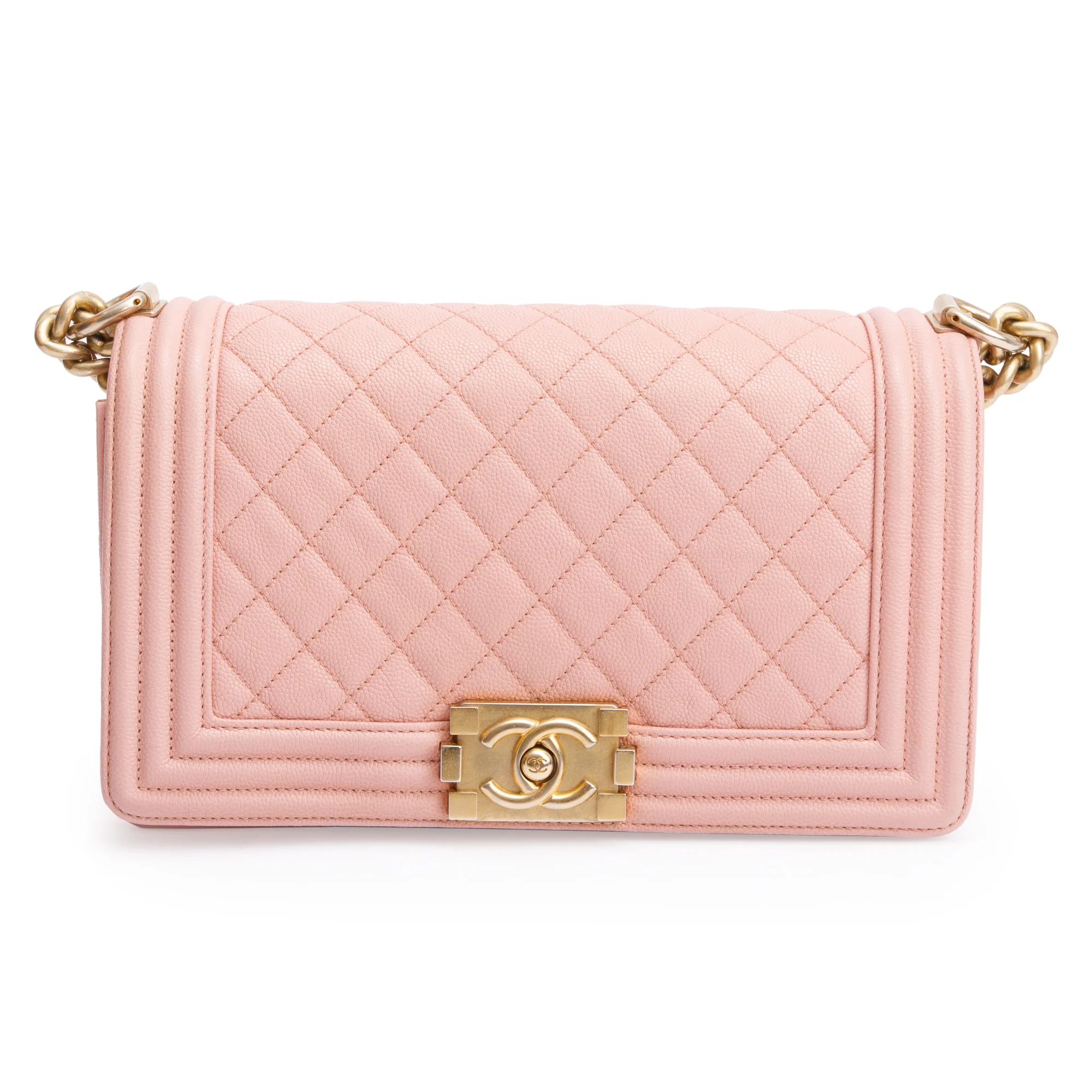 Chanel Pink Quilted Caviar Leather Medium Boy Bag - Image 3