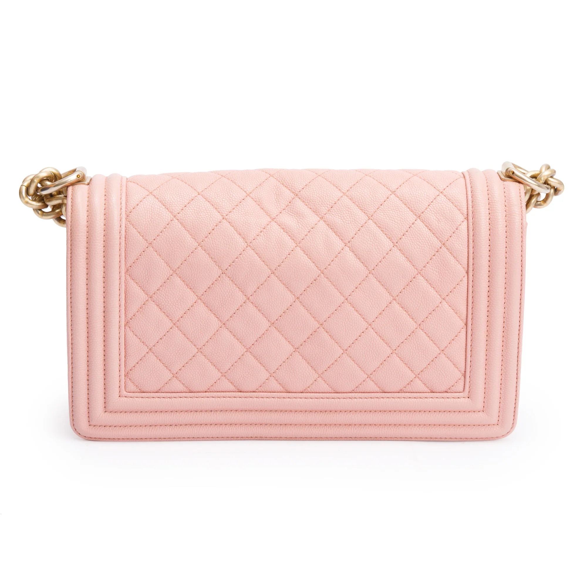 Chanel Pink Quilted Caviar Leather Medium Boy Bag - Image 5