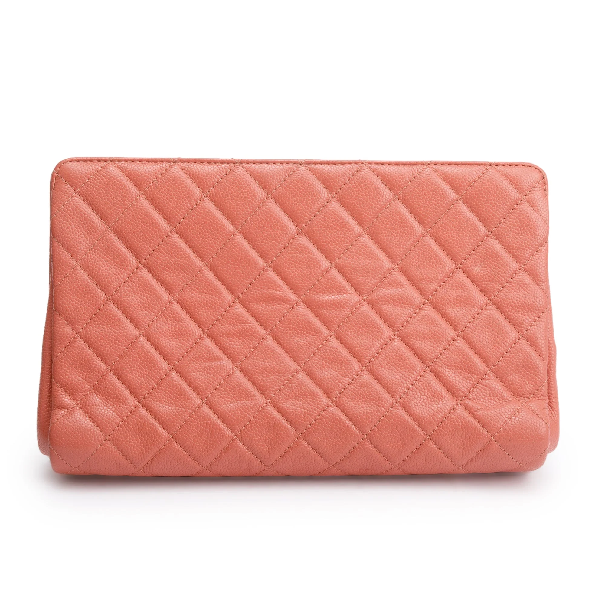 Chanel Pink Quilted Caviar Leather Timeless CC Frame Clutch - Image 3