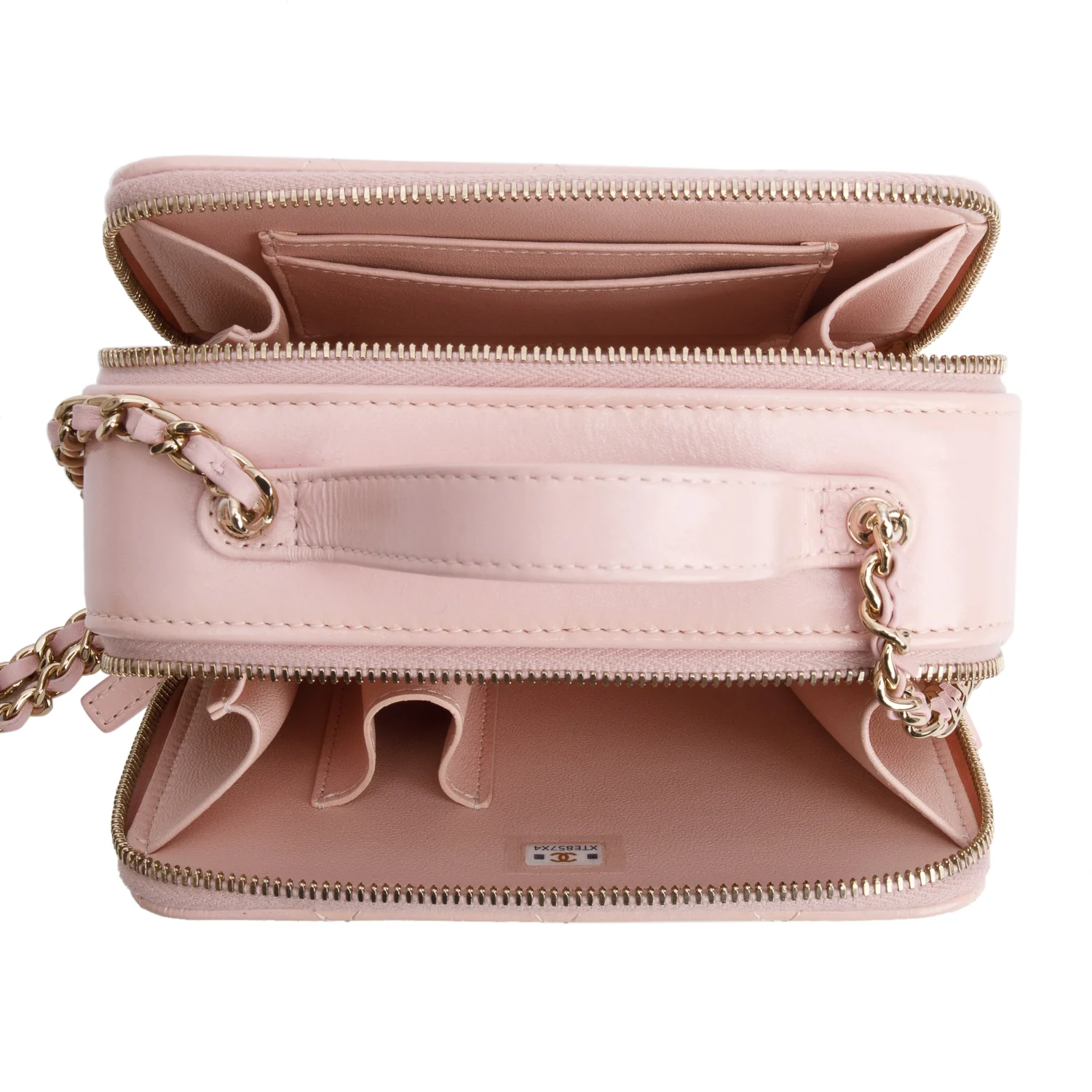 Chanel Pink Quilted Glazed Calfskin Leather Mini Double Zip CC Vanity Case - Image 8