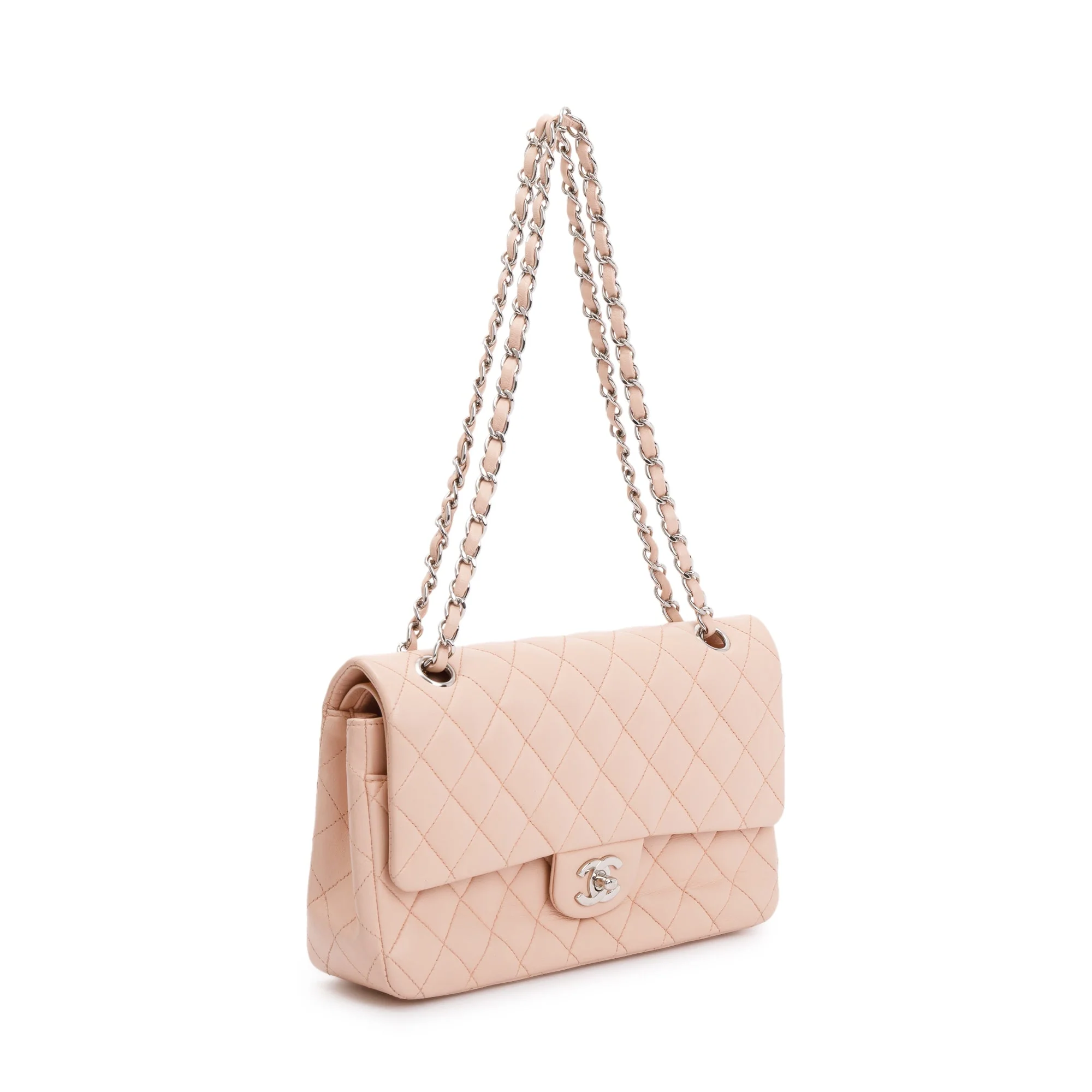 Chanel Pink Quilted Lambskin Classic Medium Double Flap Bag - Image 3