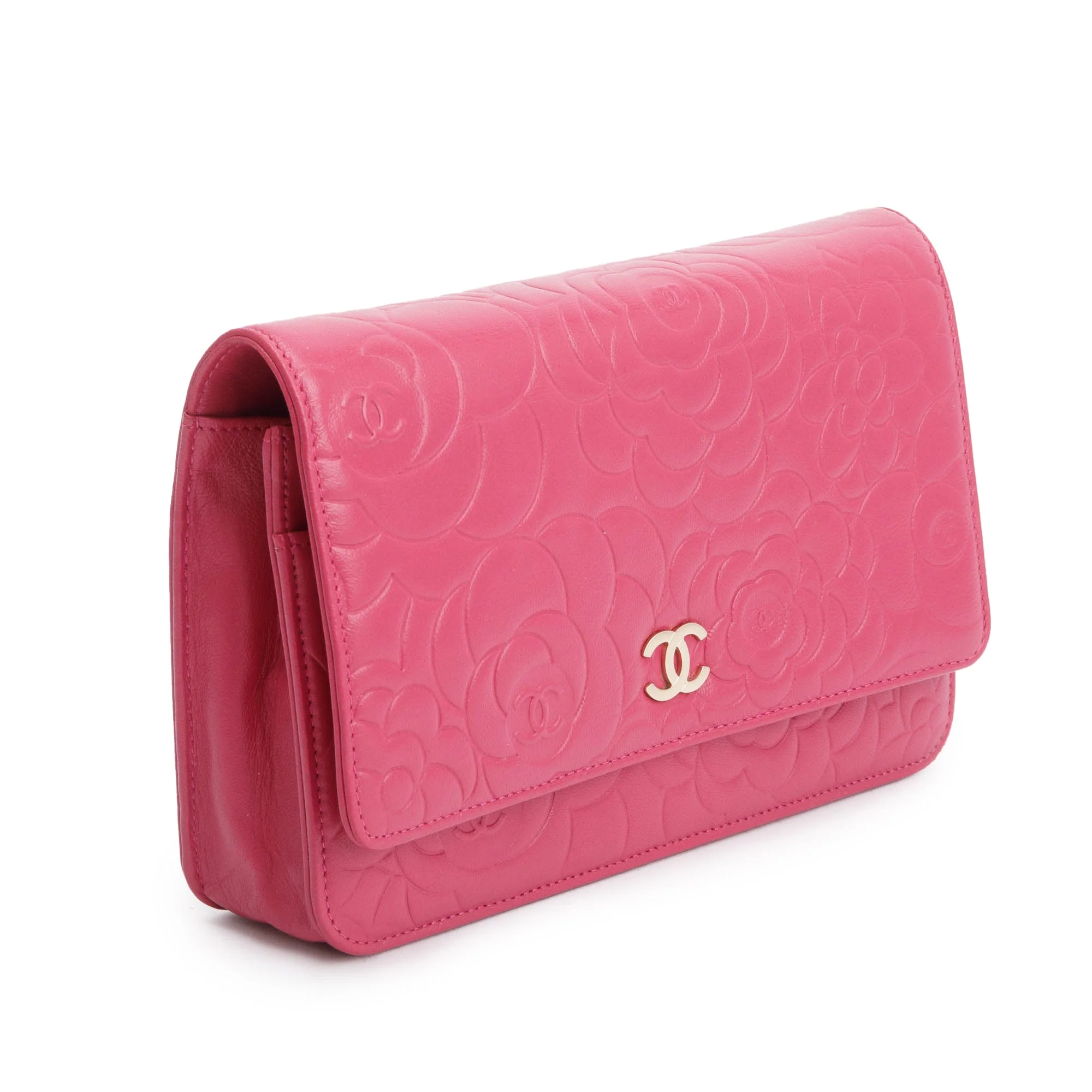 Chanel Pink Quilted Lambskin Leather Camellia Classic Wallet on Chain w/ Box & Authenticity Card - Image 5