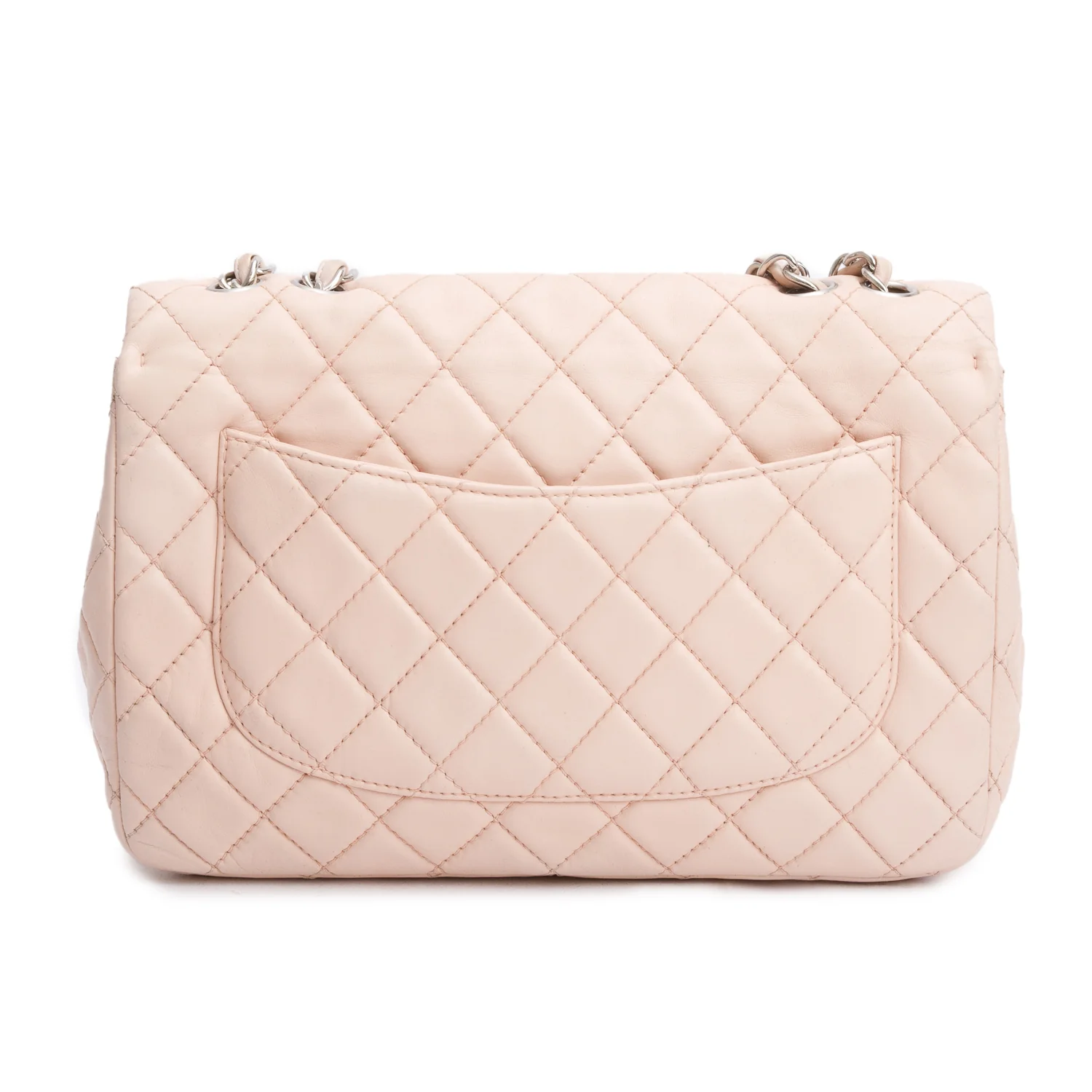 Chanel Pink Quilted Lambskin Leather Classic Jumbo Single Flap Bag - Image 5