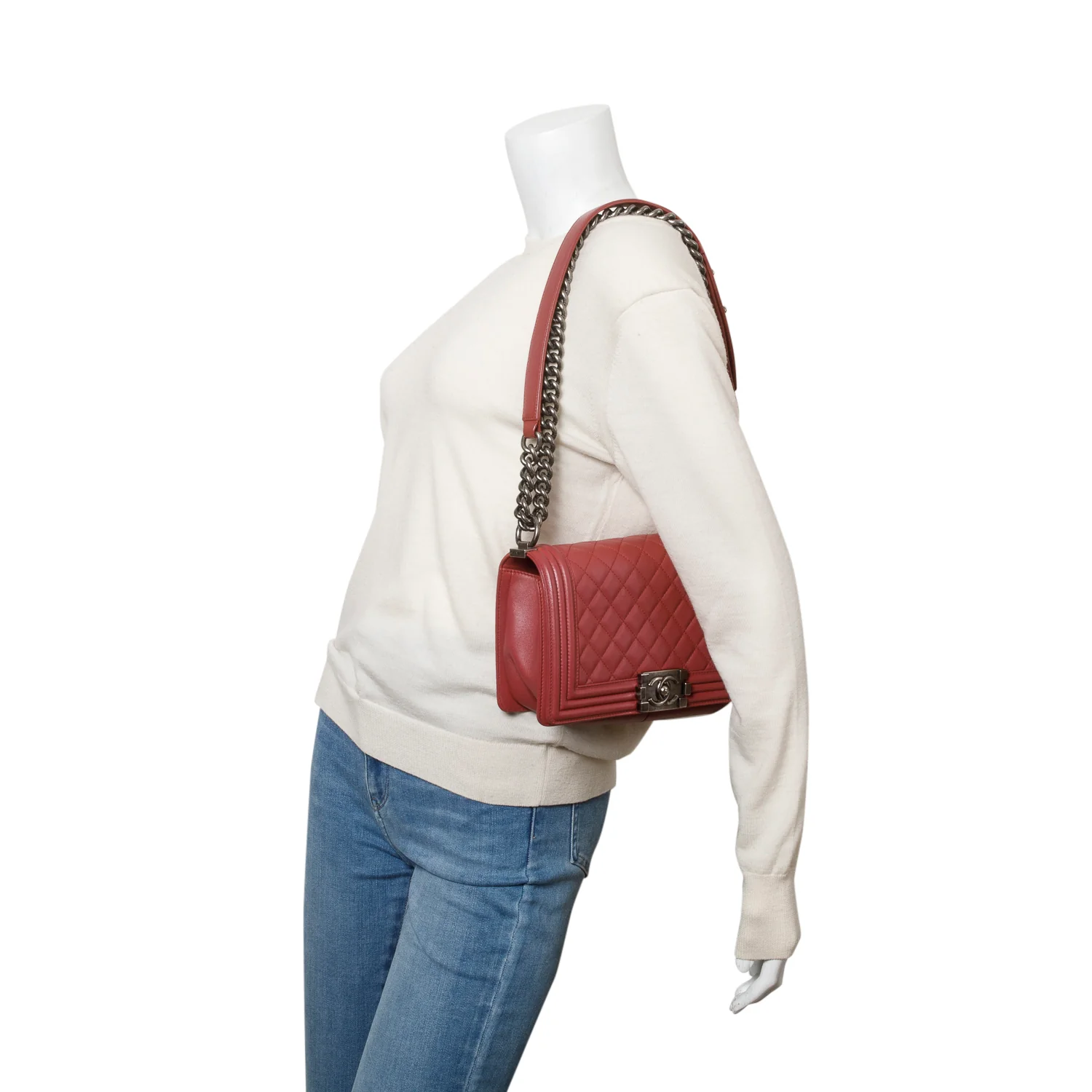 Chanel Pink Quilted Lambskin Leather Medium Boy Bag - Image 2