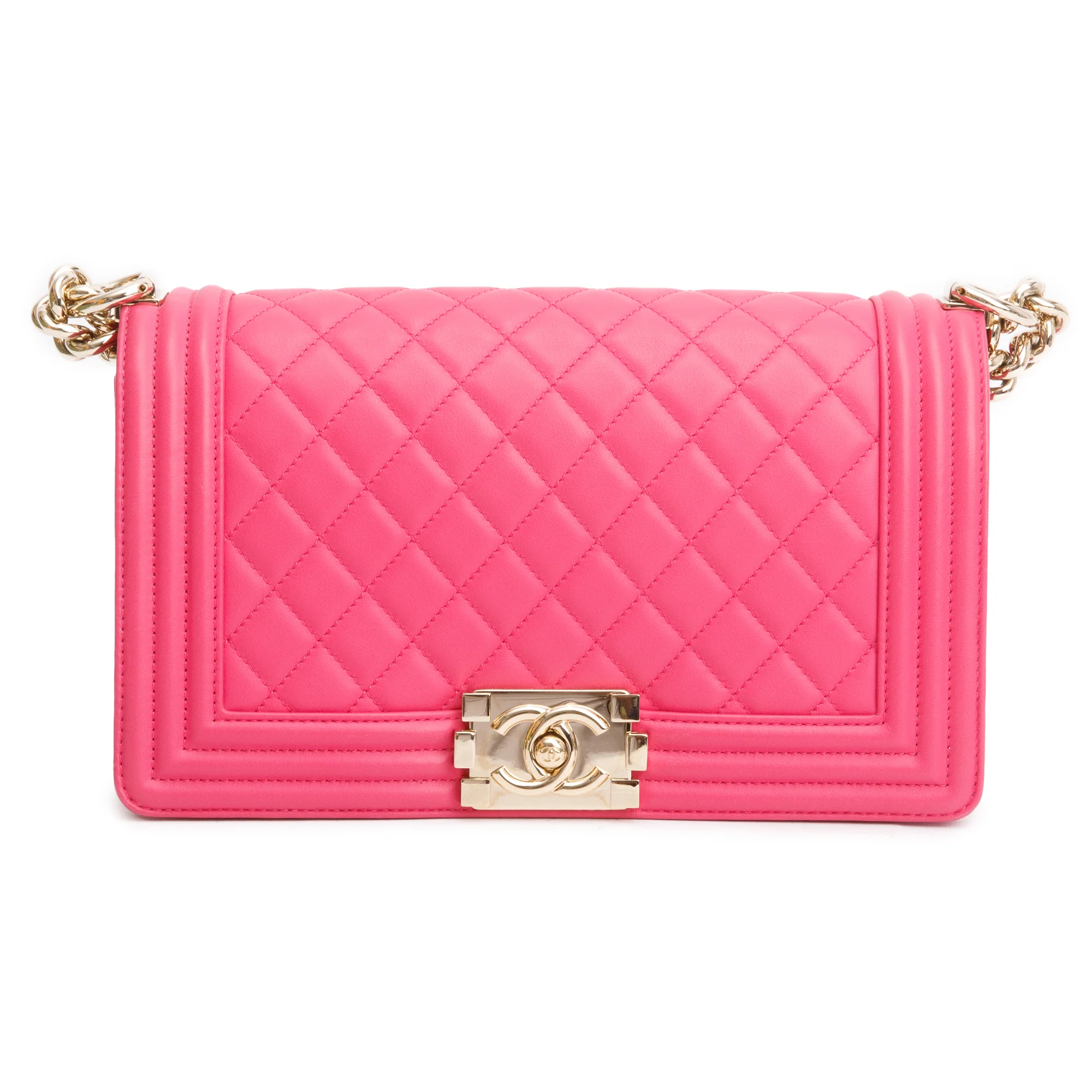 Chanel Pink Quilted Lambskin Leather Medium Boy Bag w/ Box & Authenticity Card - Image 4