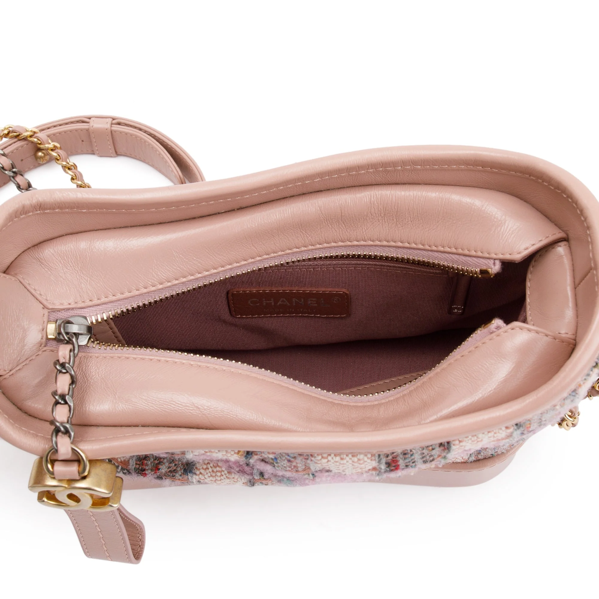 Chanel Pink Tweed Calfskin Leather Small Gabrielle Hobo w/ Authenticity Card - Image 7