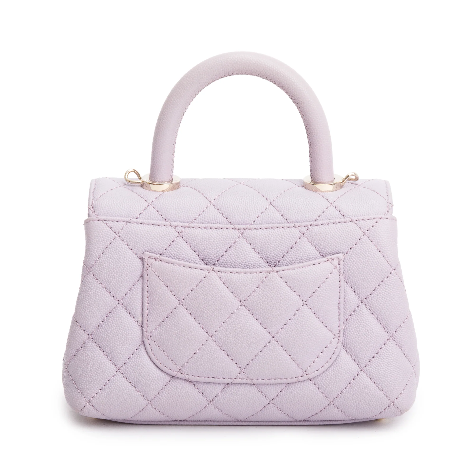 Chanel Purple Quilted Caviar Leather Mini Coco Top Handle Flap Bag w/ Box - Image 5