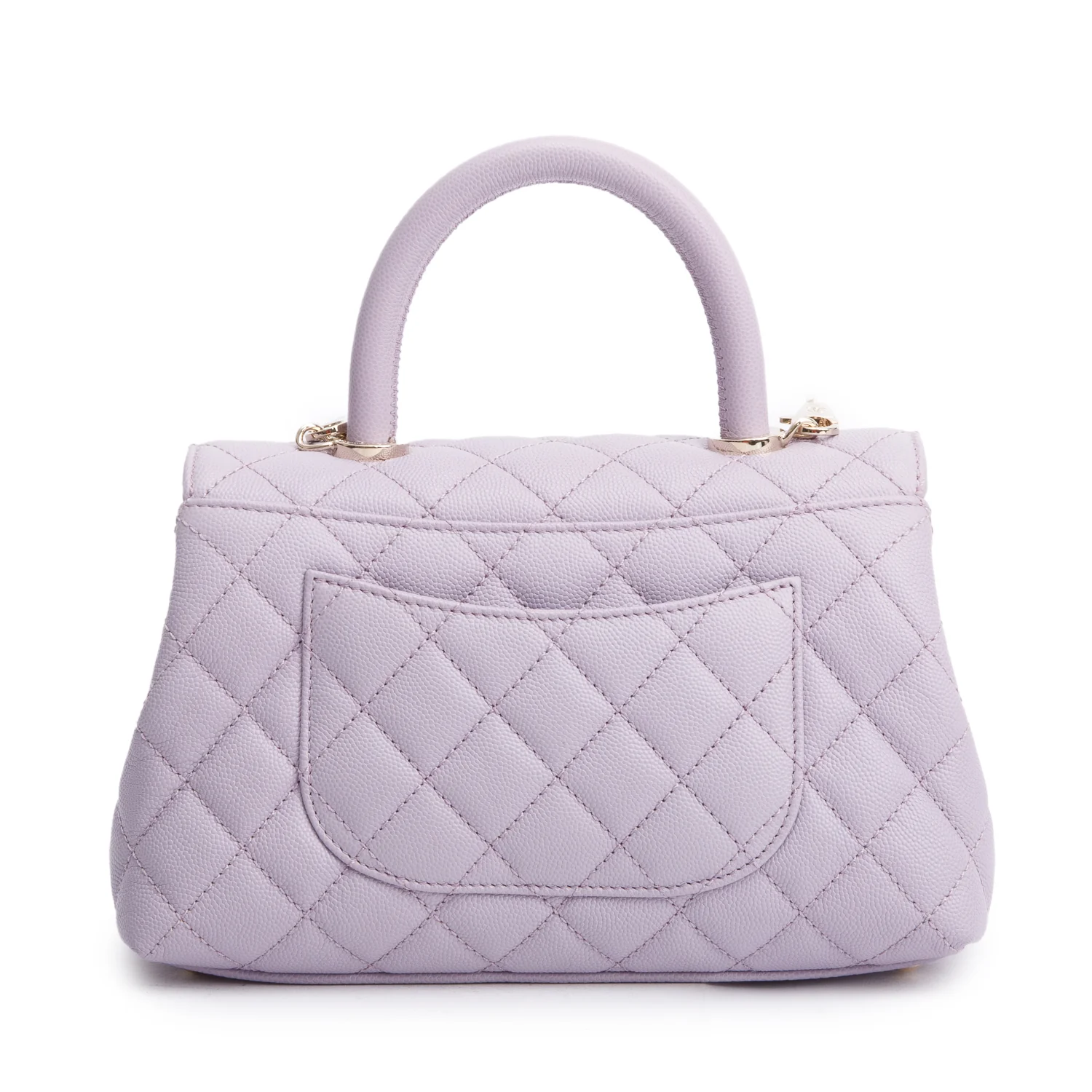 Chanel Purple Quilted Caviar Leather Small Coco Handle Bag w/ Strap & Box - Image 6