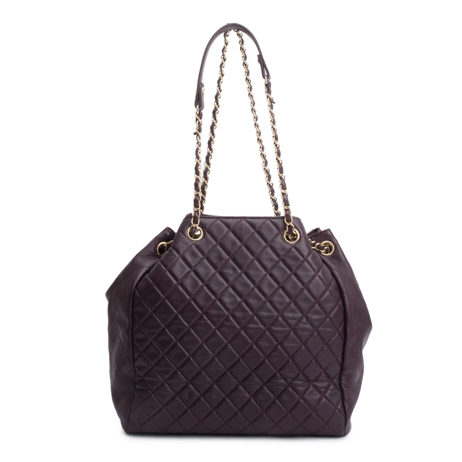 Chanel Purple Quilted Lambskin Drawstring Tote Bag - Image 5