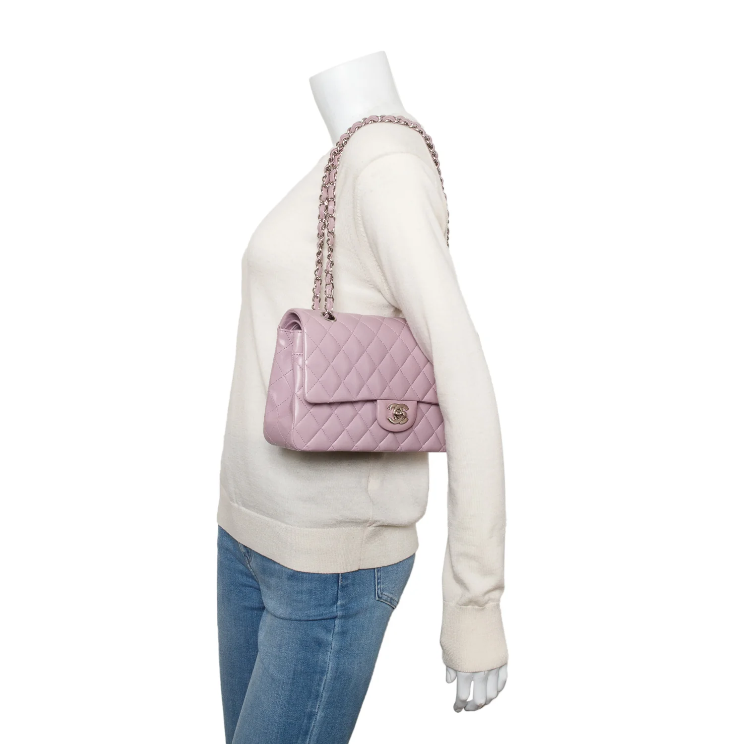 Chanel Purple Quilted Lambskin Leather Classic Medium Double Flap Bag w/ Box & Authenticity Card - Image 2