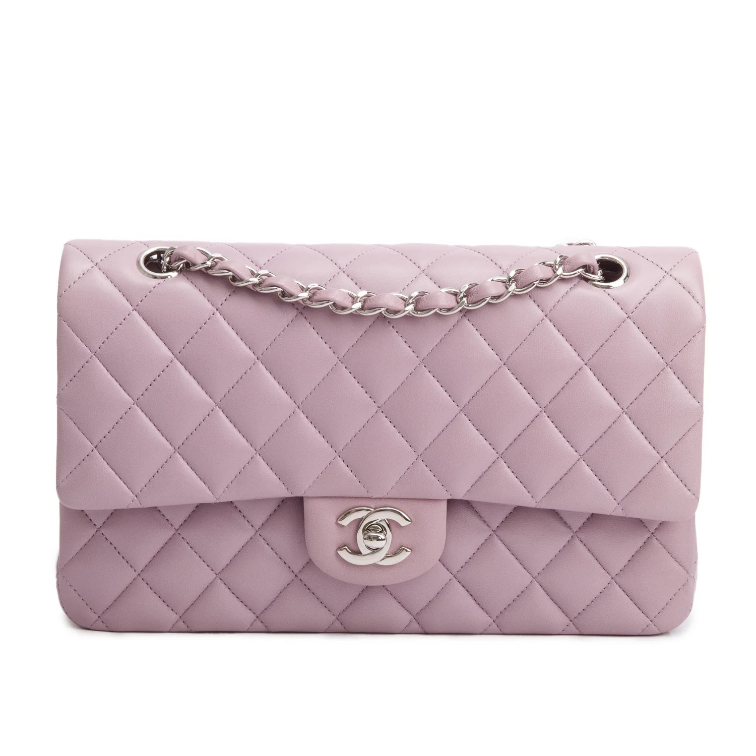 Chanel Purple Quilted Lambskin Leather Classic Medium Double Flap Bag w/ Box & Authenticity Card - Image 4