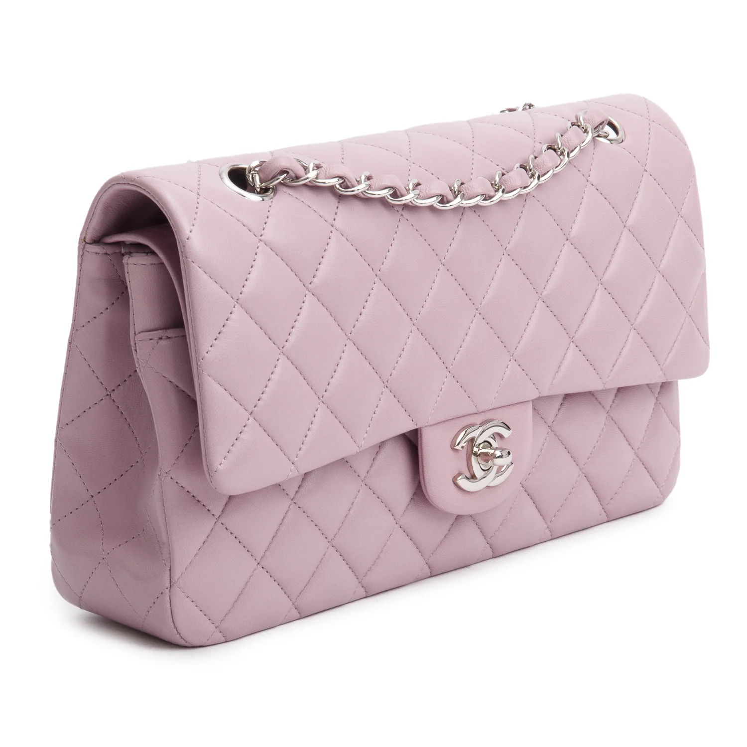 Chanel Purple Quilted Lambskin Leather Classic Medium Double Flap Bag w/ Box & Authenticity Card - Image 5