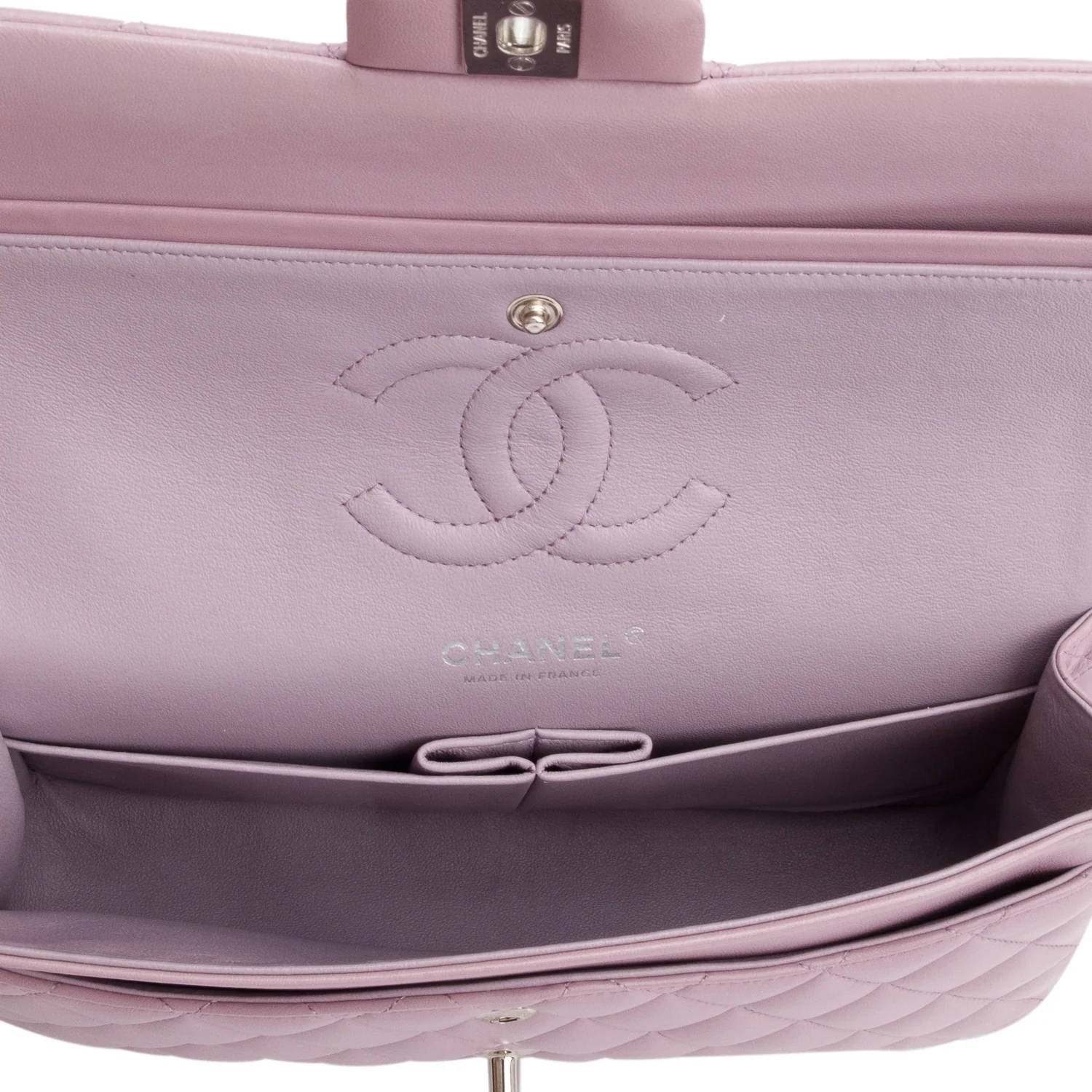 Chanel Purple Quilted Lambskin Leather Classic Medium Double Flap Bag w/ Box & Authenticity Card - Image 9