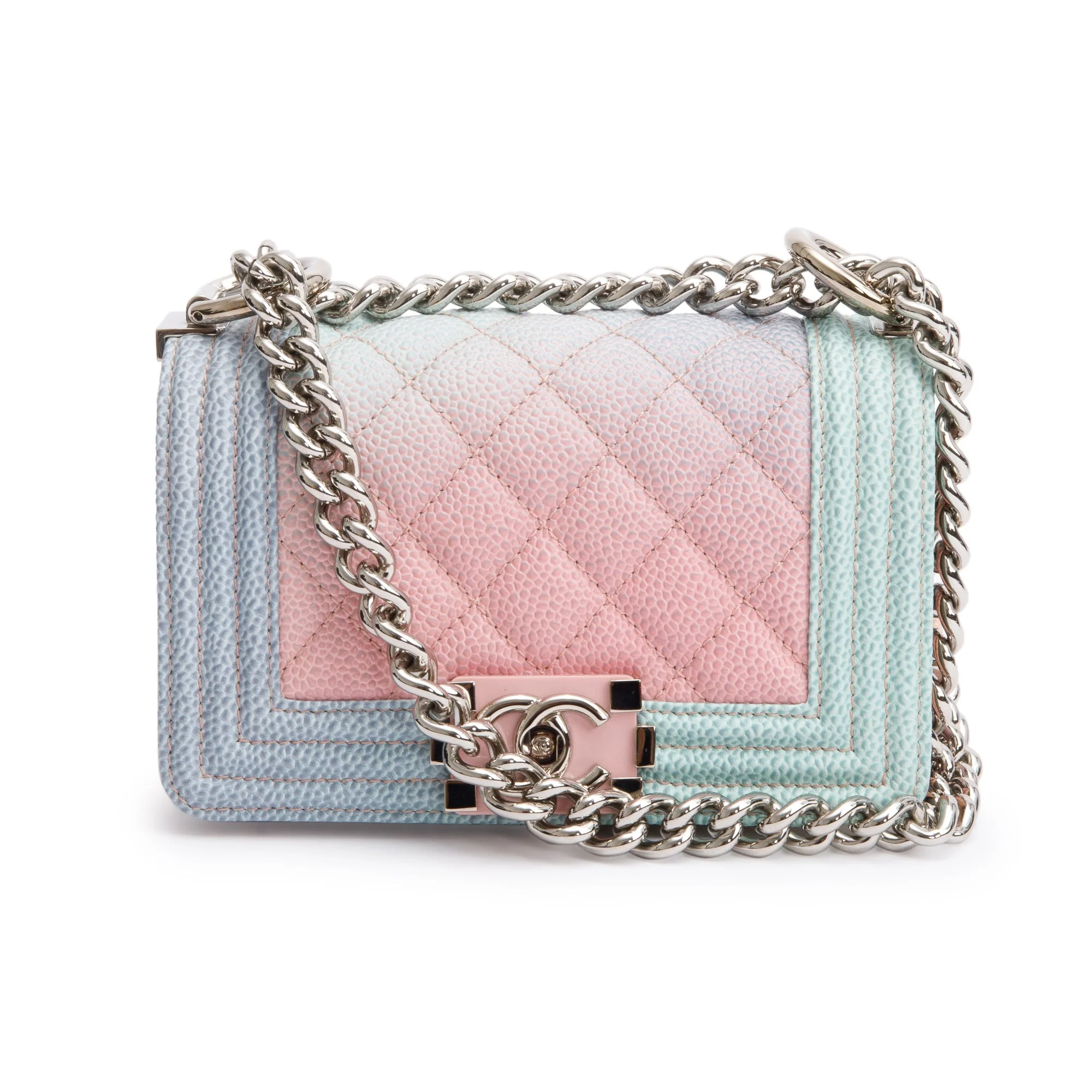 Chanel Rainbow Caviar Leather Mini Boy Flap Bag w/ Authenticity Card