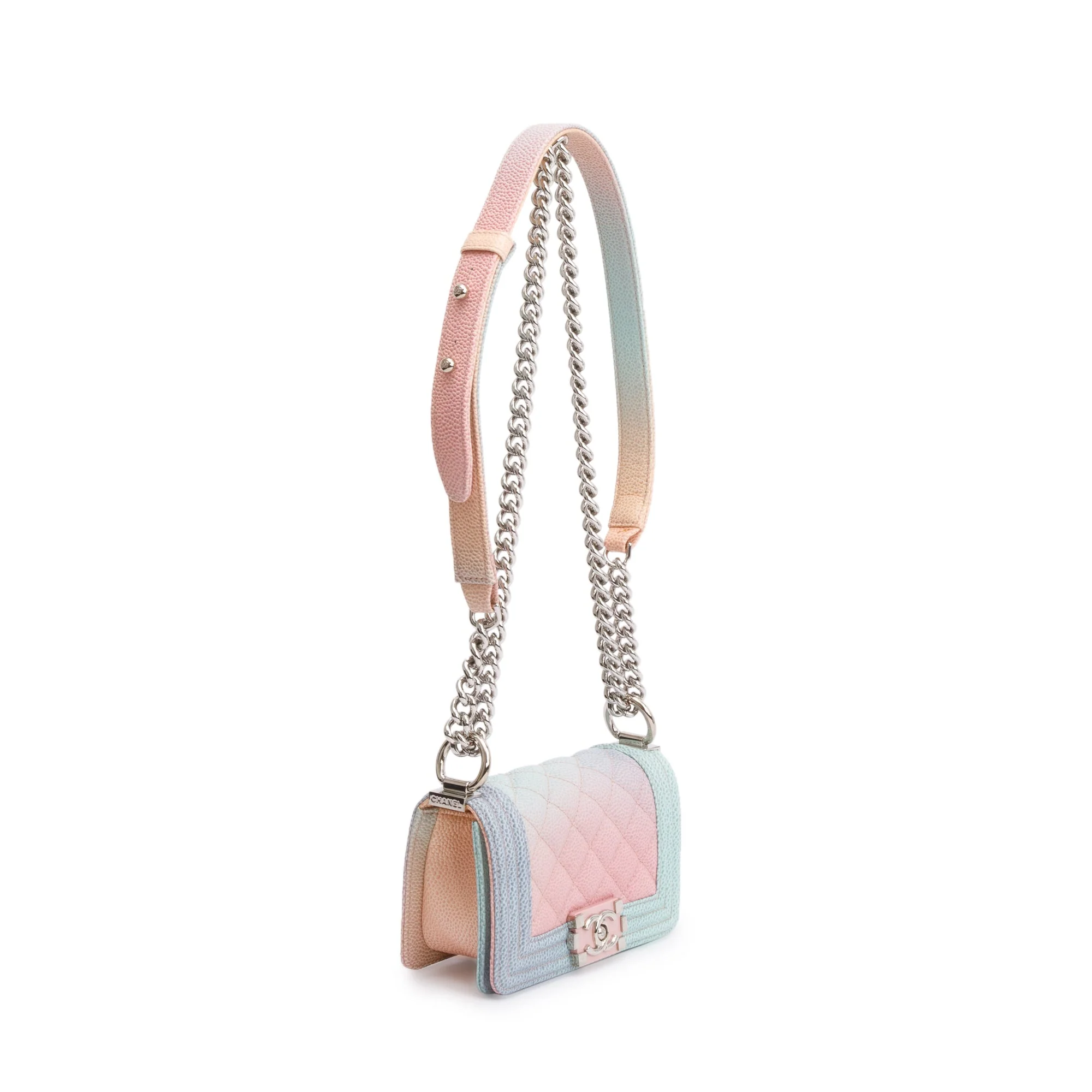 Chanel Rainbow Caviar Leather Mini Boy Flap Bag w/ Authenticity Card - Image 4