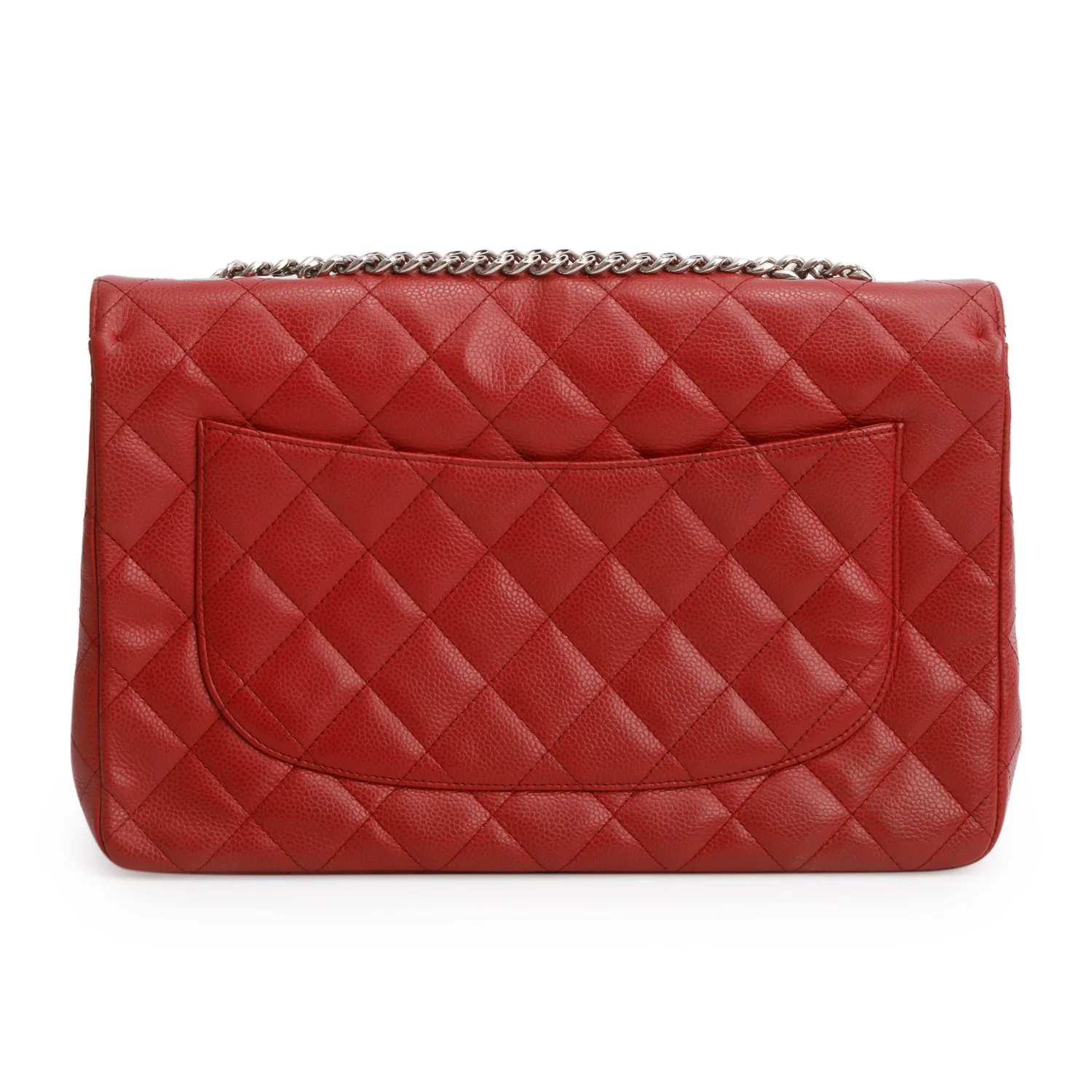Chanel Red Caviar Classic Jumbo Single Flap Bag w/ Authenticity Card - Image 5