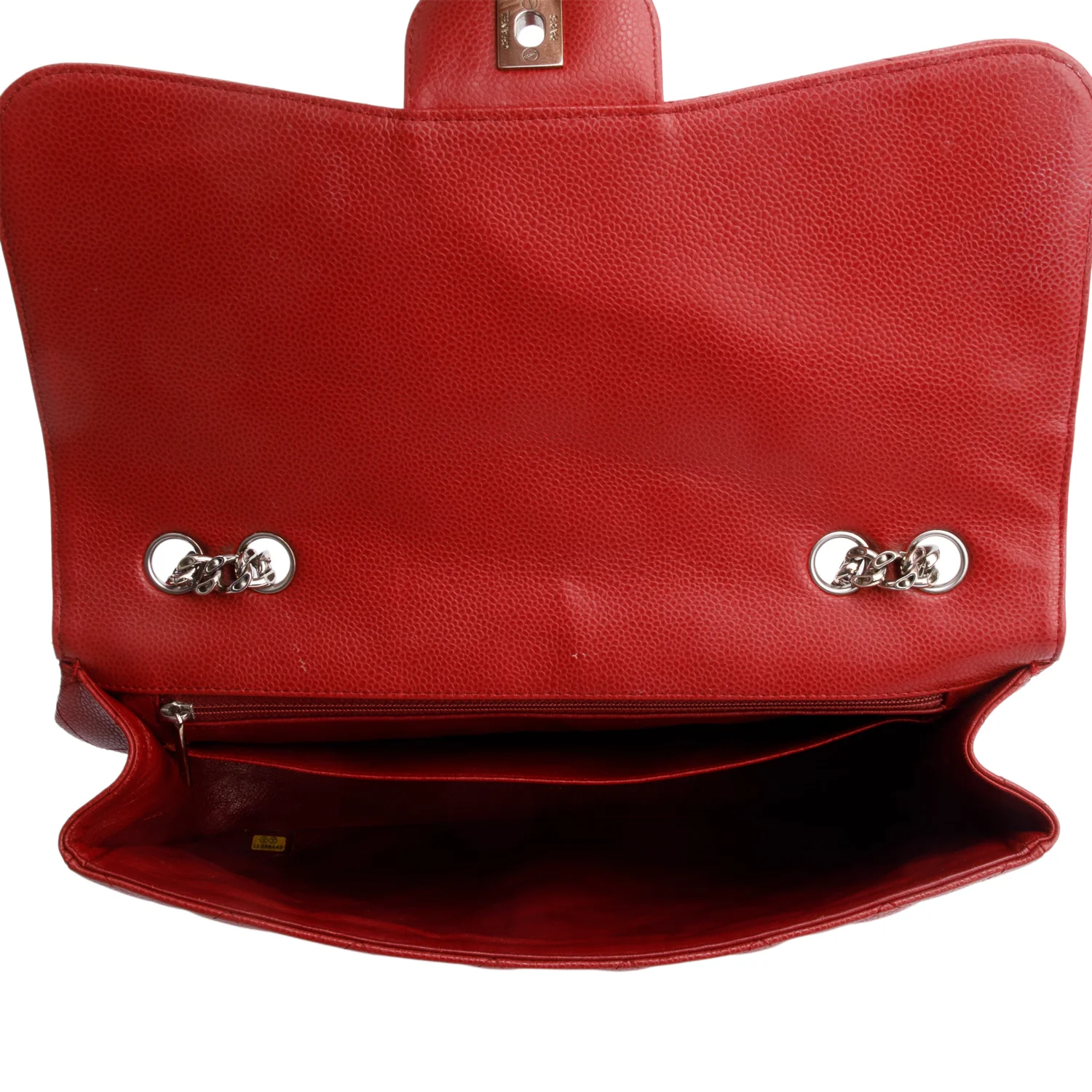 Chanel Red Caviar Classic Jumbo Single Flap Bag w/ Box & Authenticity Card - Image 9