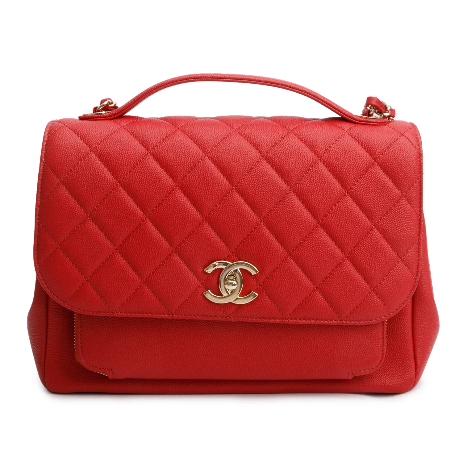 Chanel Red Caviar Leather Large Business Affinity Flap Bag w/ Box & Authenticity Card - Image 3
