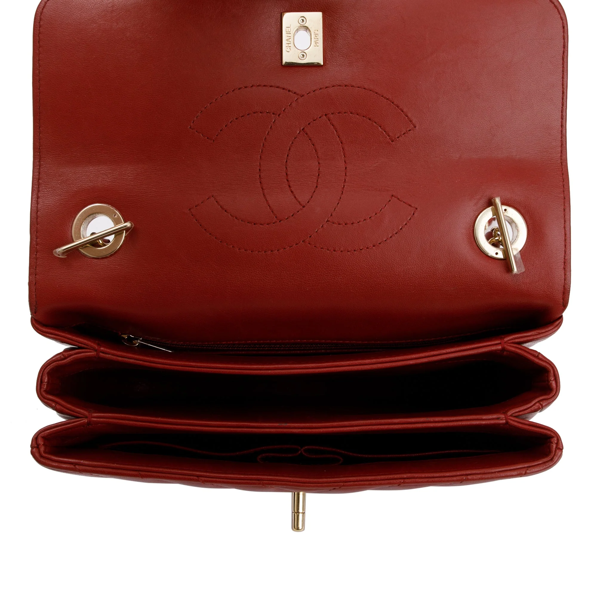 Chanel Red Chevron Lambskin Trendy CC Small Top Handle Flap Bag - Image 7