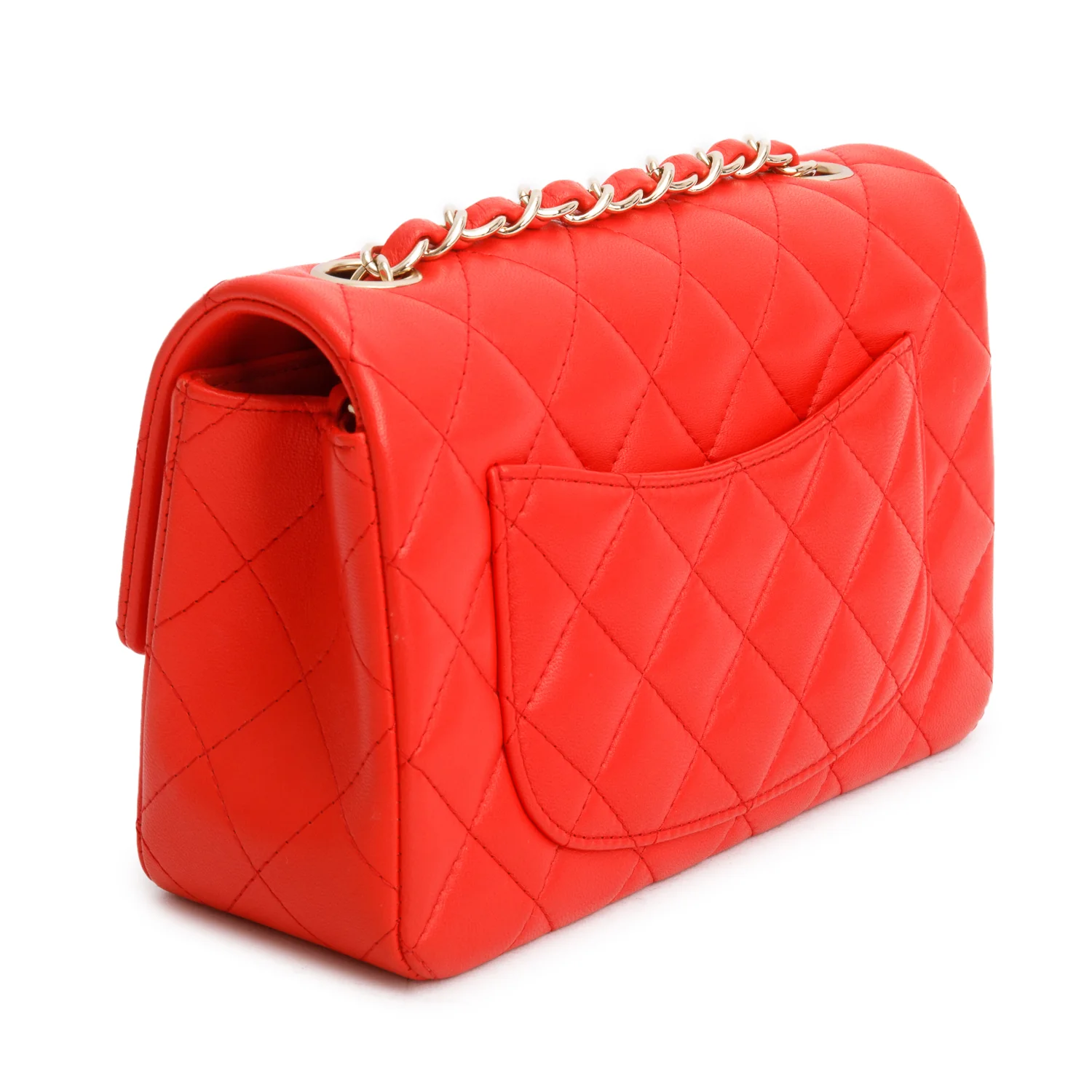 Chanel Red Lambskin Quilted Mini Rectangular Flap Bag - Image 7