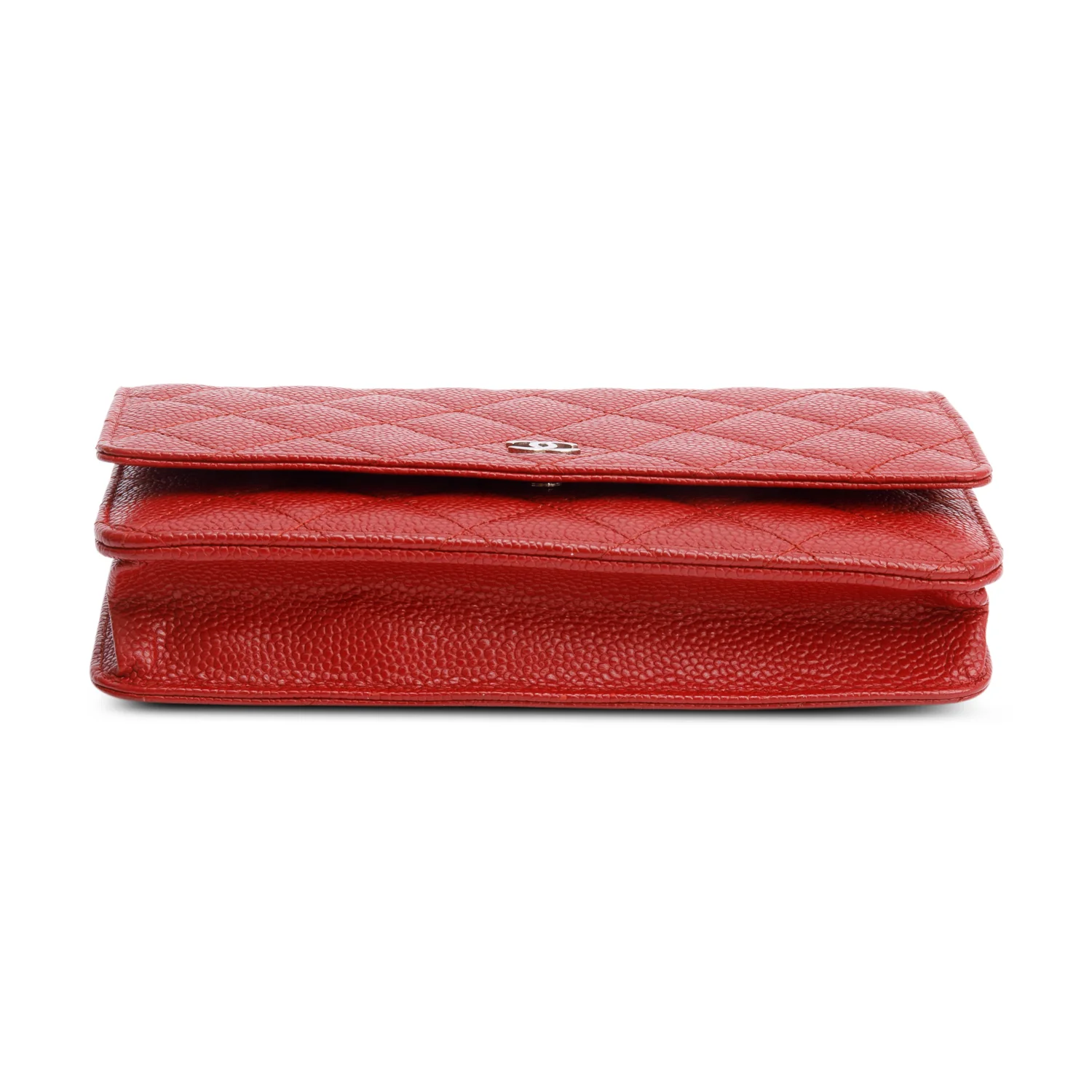 Chanel Red Quilted Caviar Leather Classic Wallet on Chain w/ Box, Receipt, Authenticity Card - Image 8