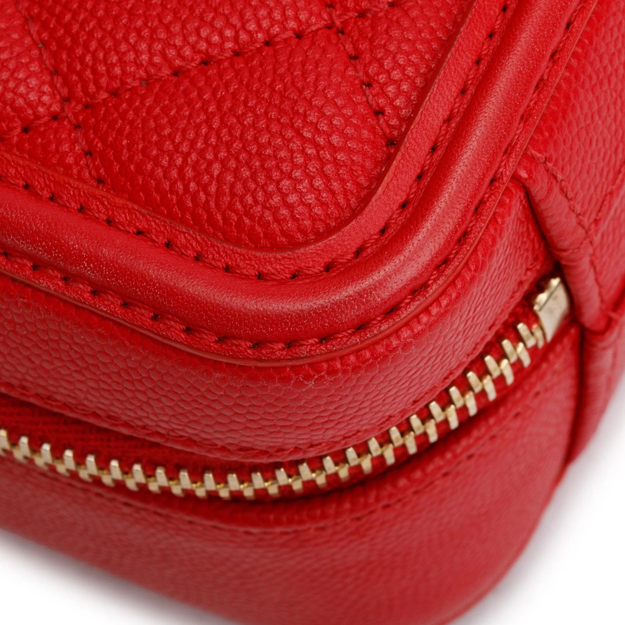Chanel Red Quilted Caviar Leather Small CC Filigree Vanity Chain Clutch - Image 8