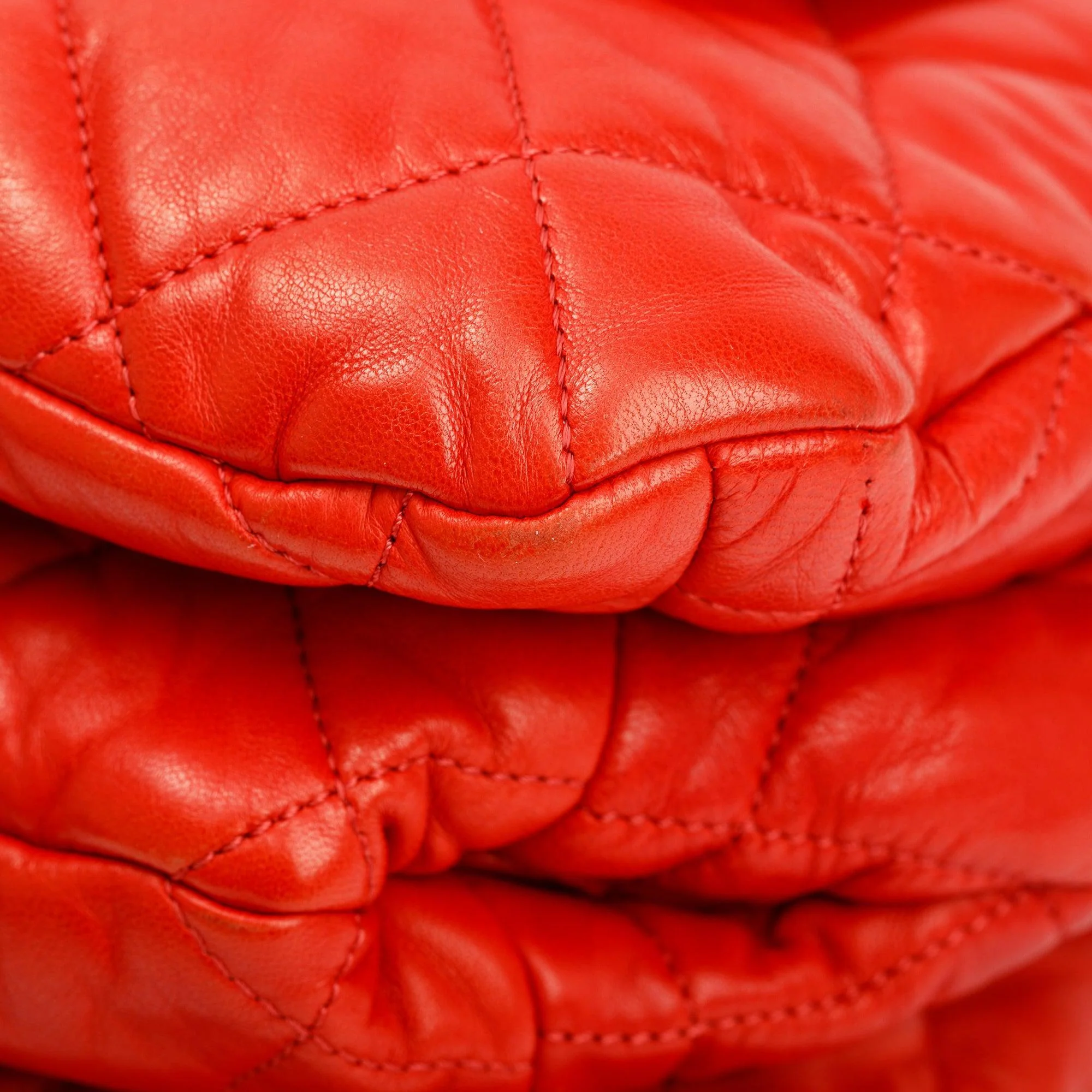 Chanel Red Quilted Lambskin Leather Chanel 3 Maxi Flap Bag w/ Authenticity Card - Image 7