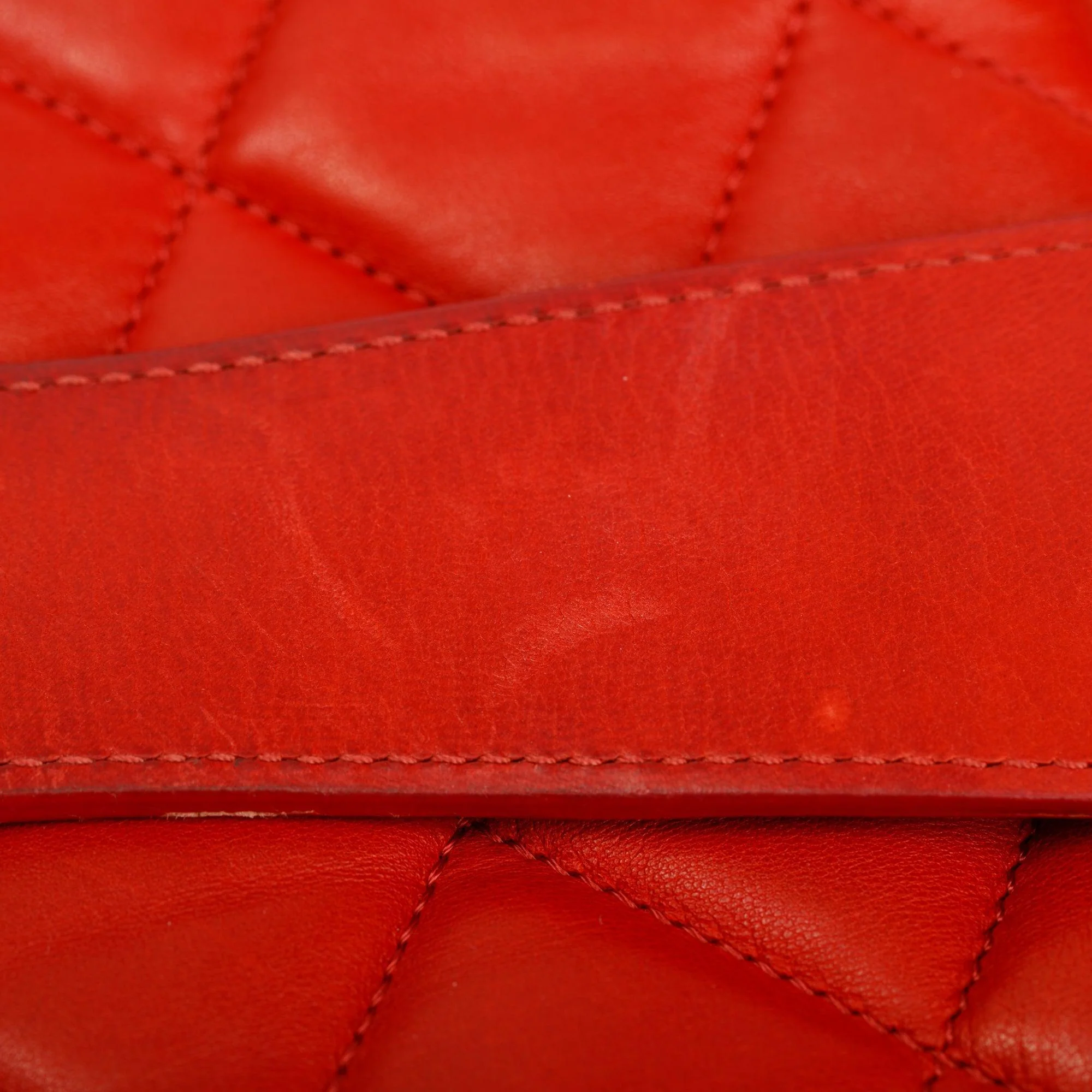 Chanel Red Quilted Lambskin Leather Chanel 3 Maxi Flap Bag w/ Authenticity Card - Image 9
