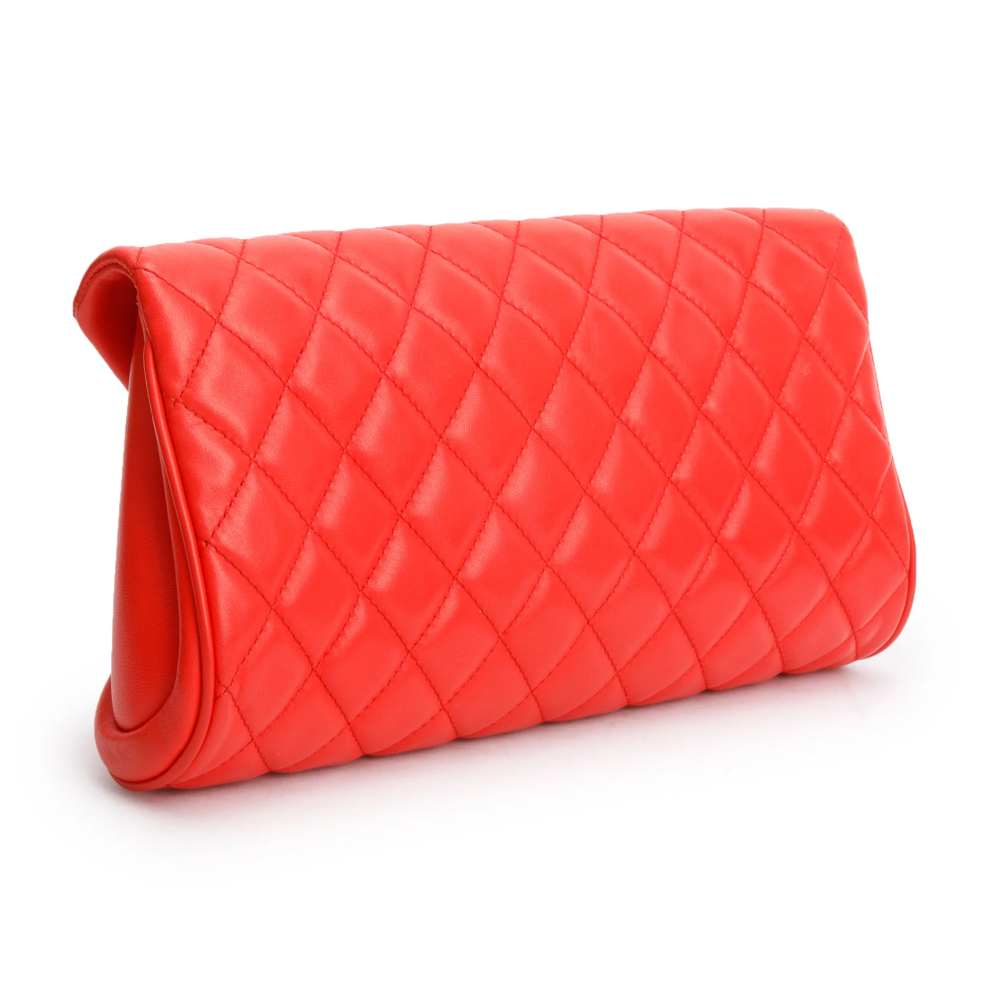 Chanel Red Quilted Lambskin Leather Fold Up Again Clutch w/ Box - Image 5