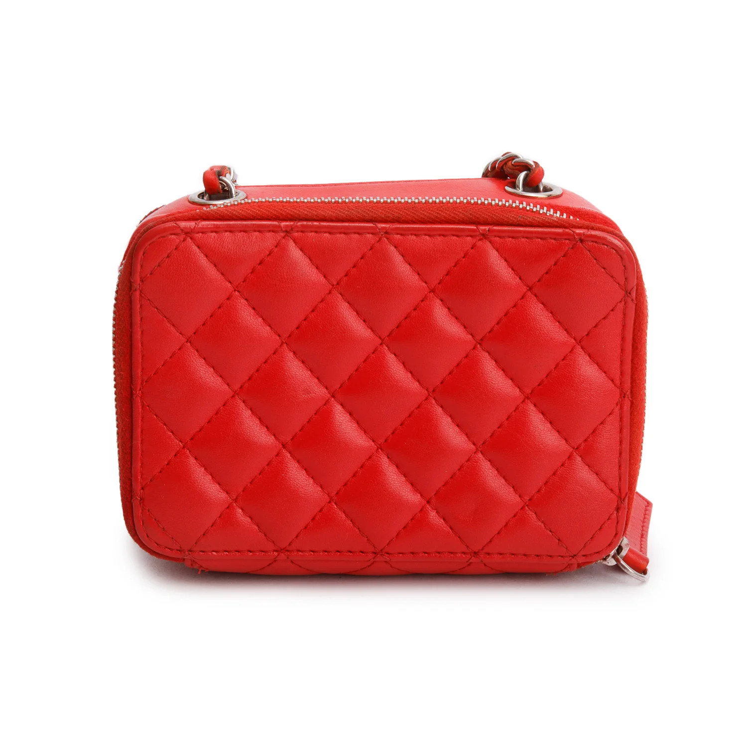 Chanel Red Quilted Lambskin Leather Pocket Box Camera Bag - Image 5
