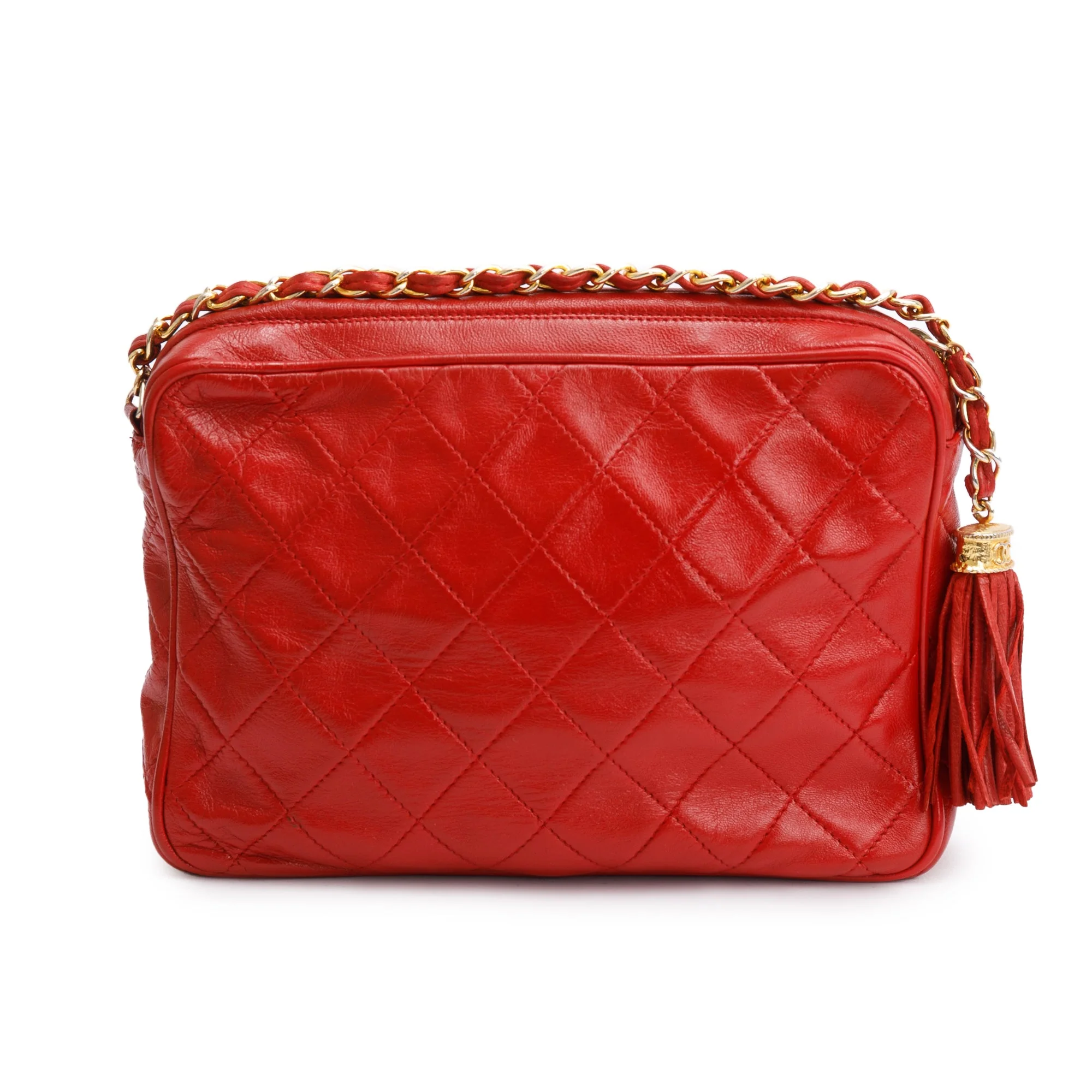 Chanel Red Quilted Leather CC Tassel Camera Bag - Image 5