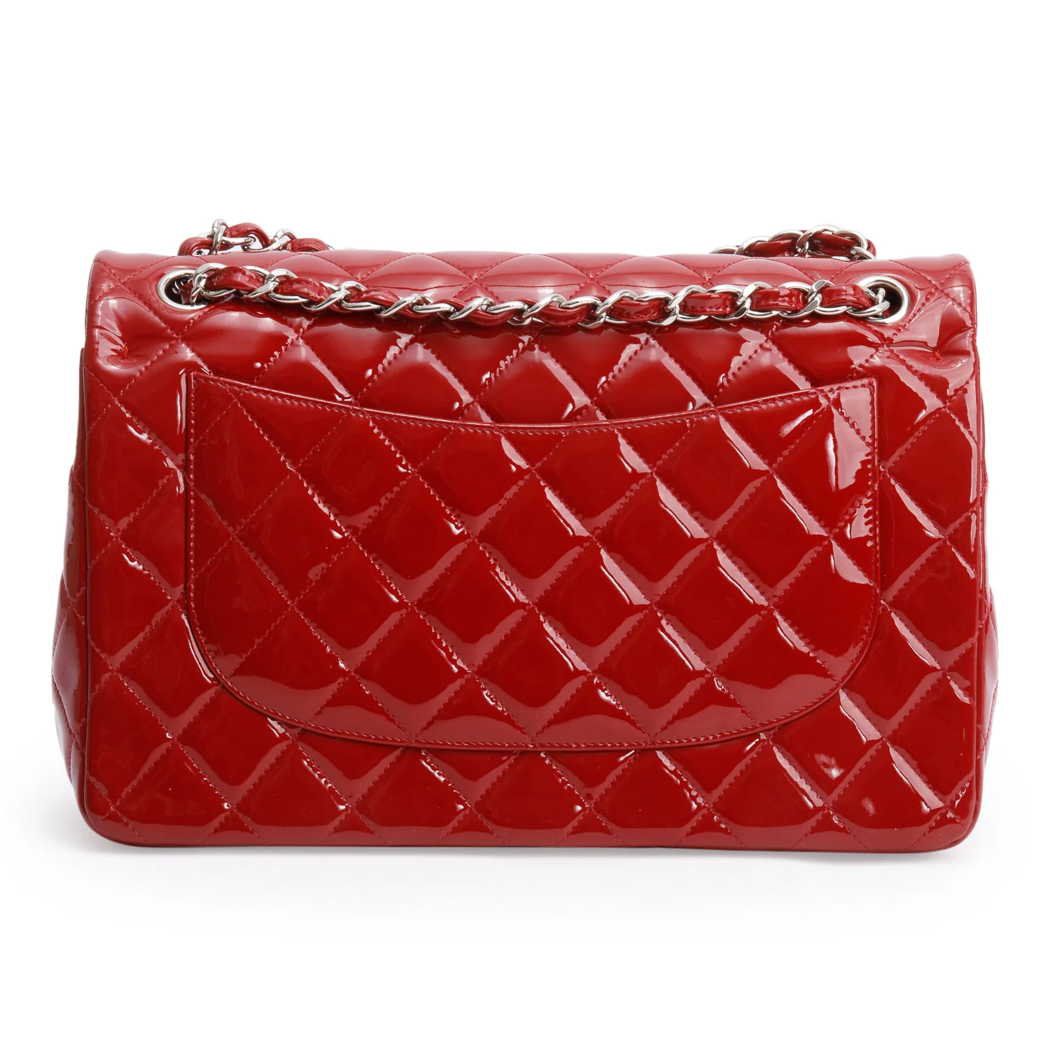 Chanel Red Quilted Patent Leather Classic Jumbo Double Flap Bag w/ Box & Authenticity Card - Image 5