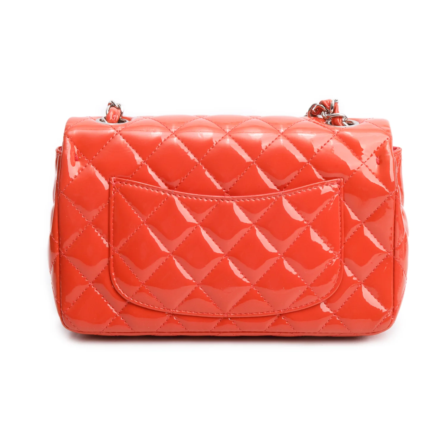 Chanel Red Quilted Patent Leather Classic Mini Rectangular Flap Bag w/ Authenticity Card - Image 5
