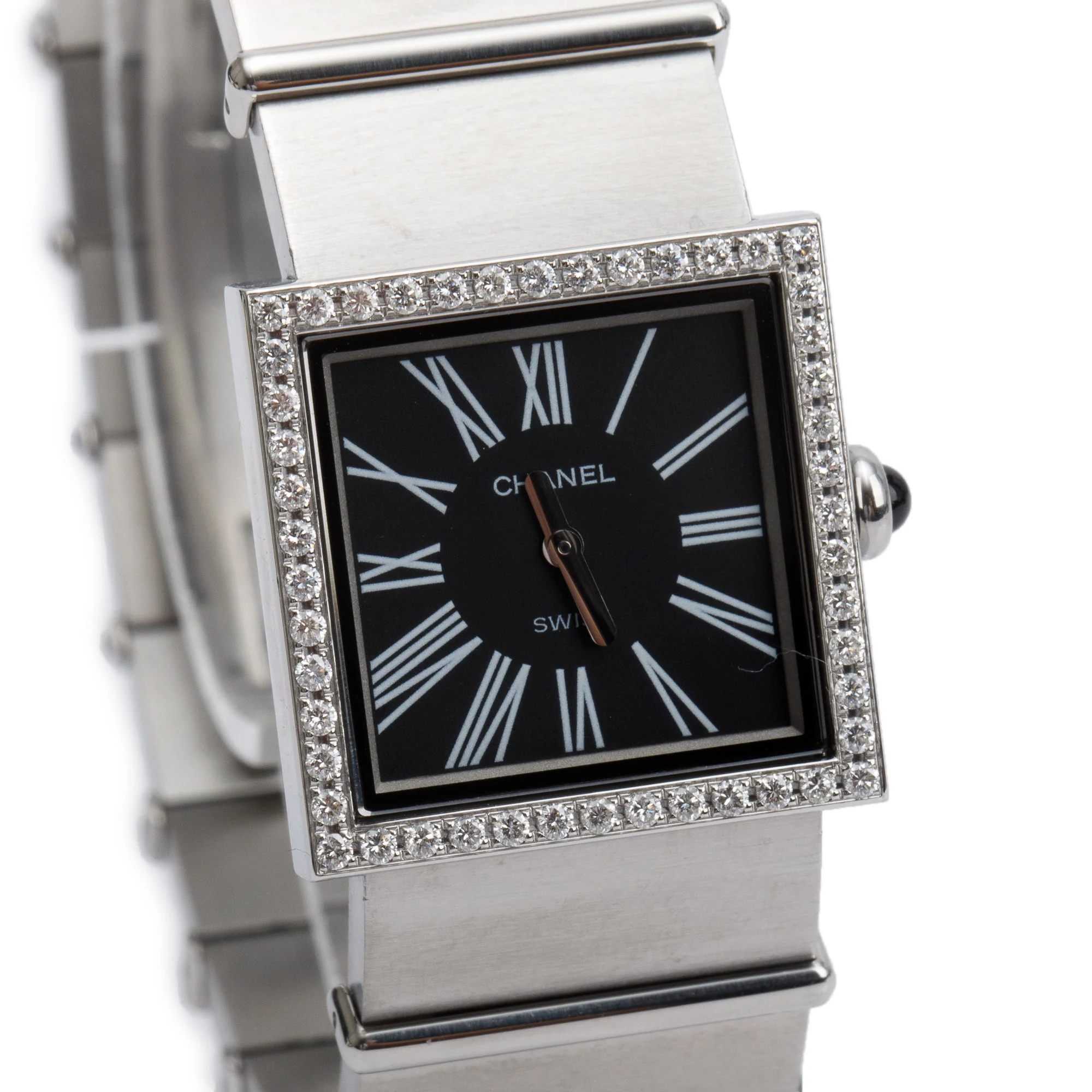 Chanel Stainless Steel Diamond Bezel Mademoiselle Acier Watch - Image 3