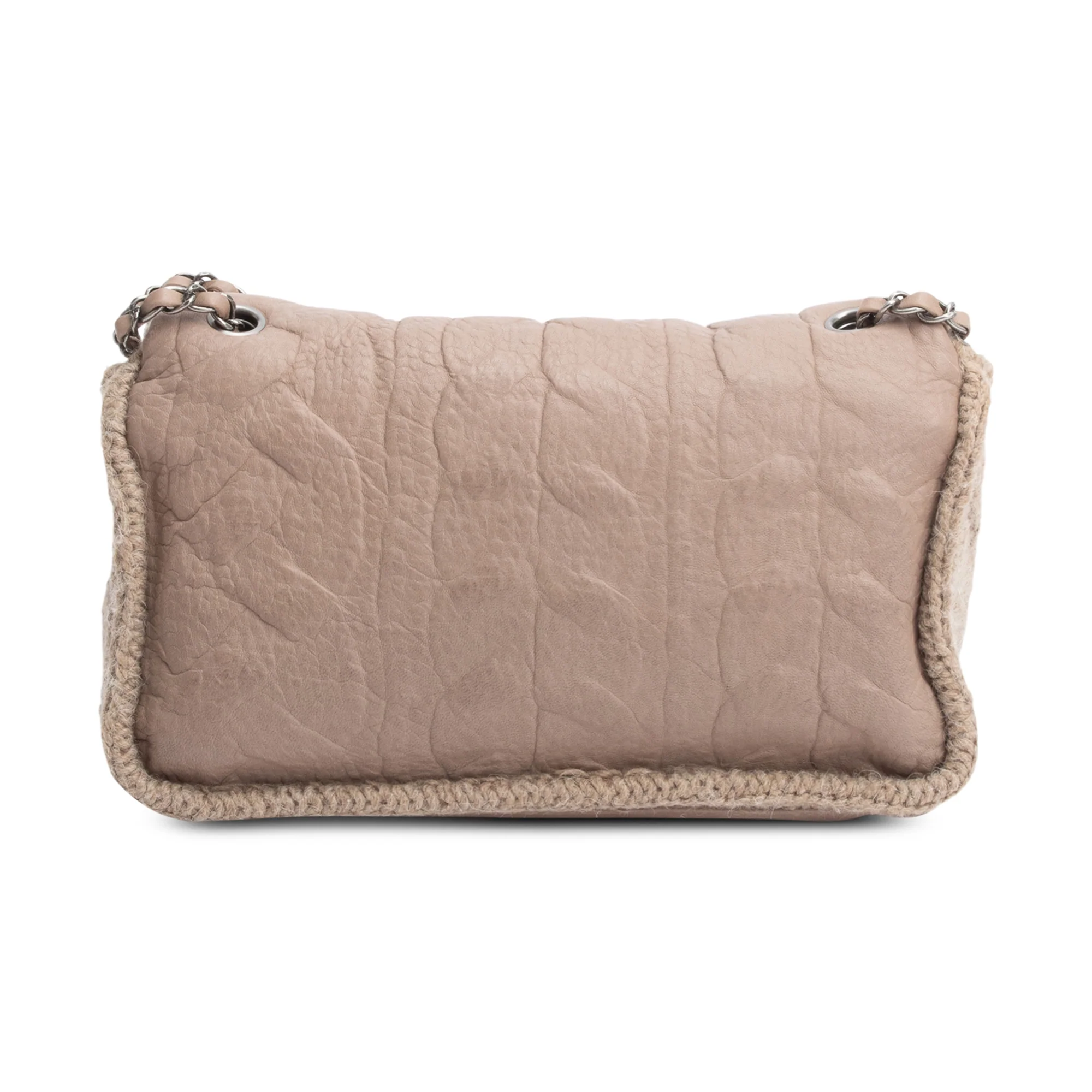 Chanel Taupe Sheepskin & Wool Small Chic Knit Flap Bag w/ Authenticity Card - Image 5