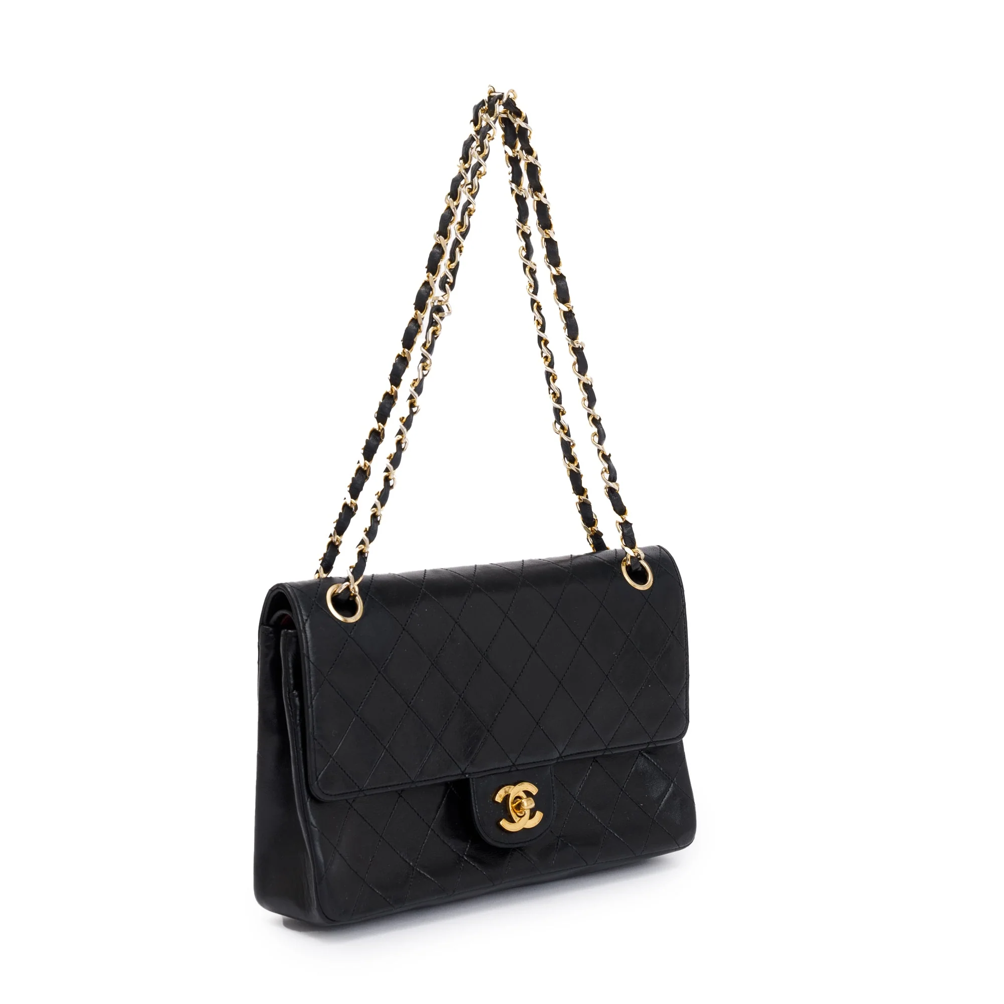 Chanel Vintage Black Lambskin Classic Medium Double Flap Bag - Image 3