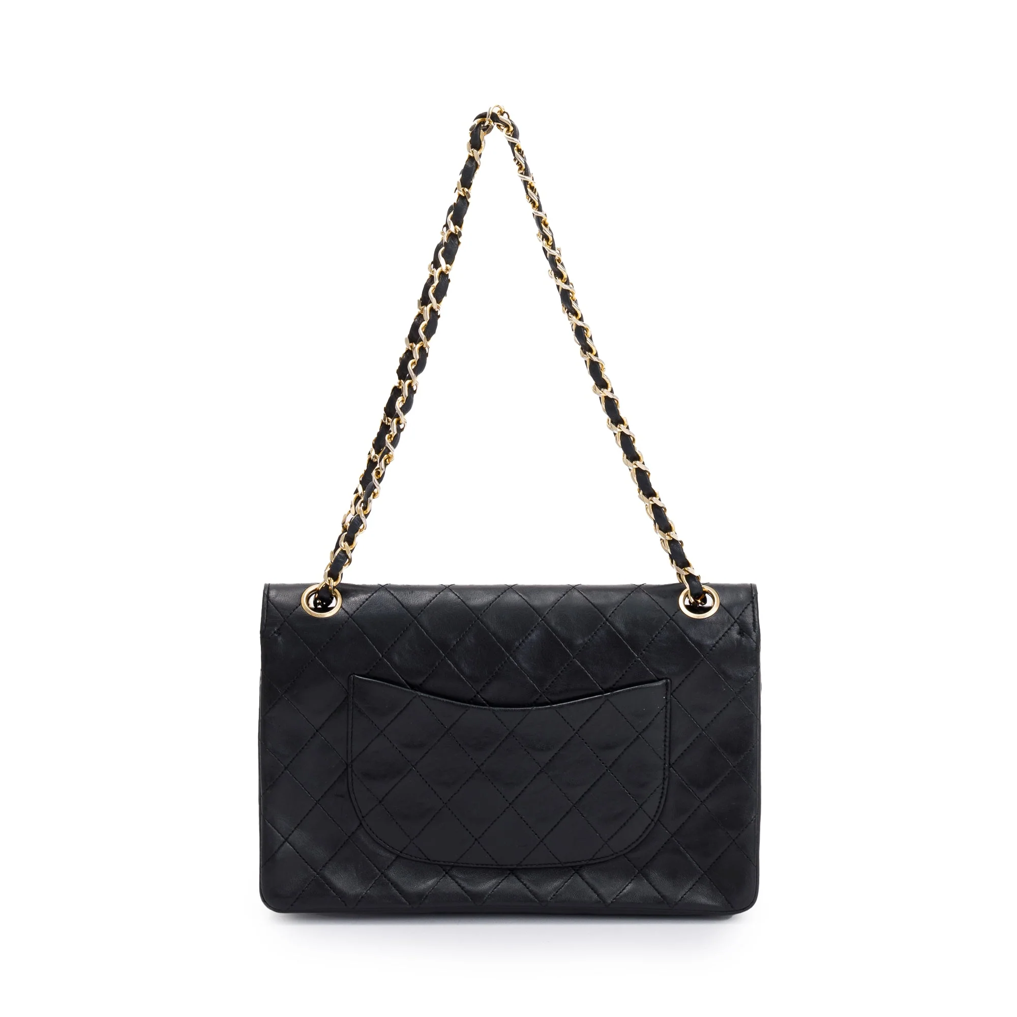 Chanel Vintage Black Lambskin Classic Medium Double Flap Bag - Image 4