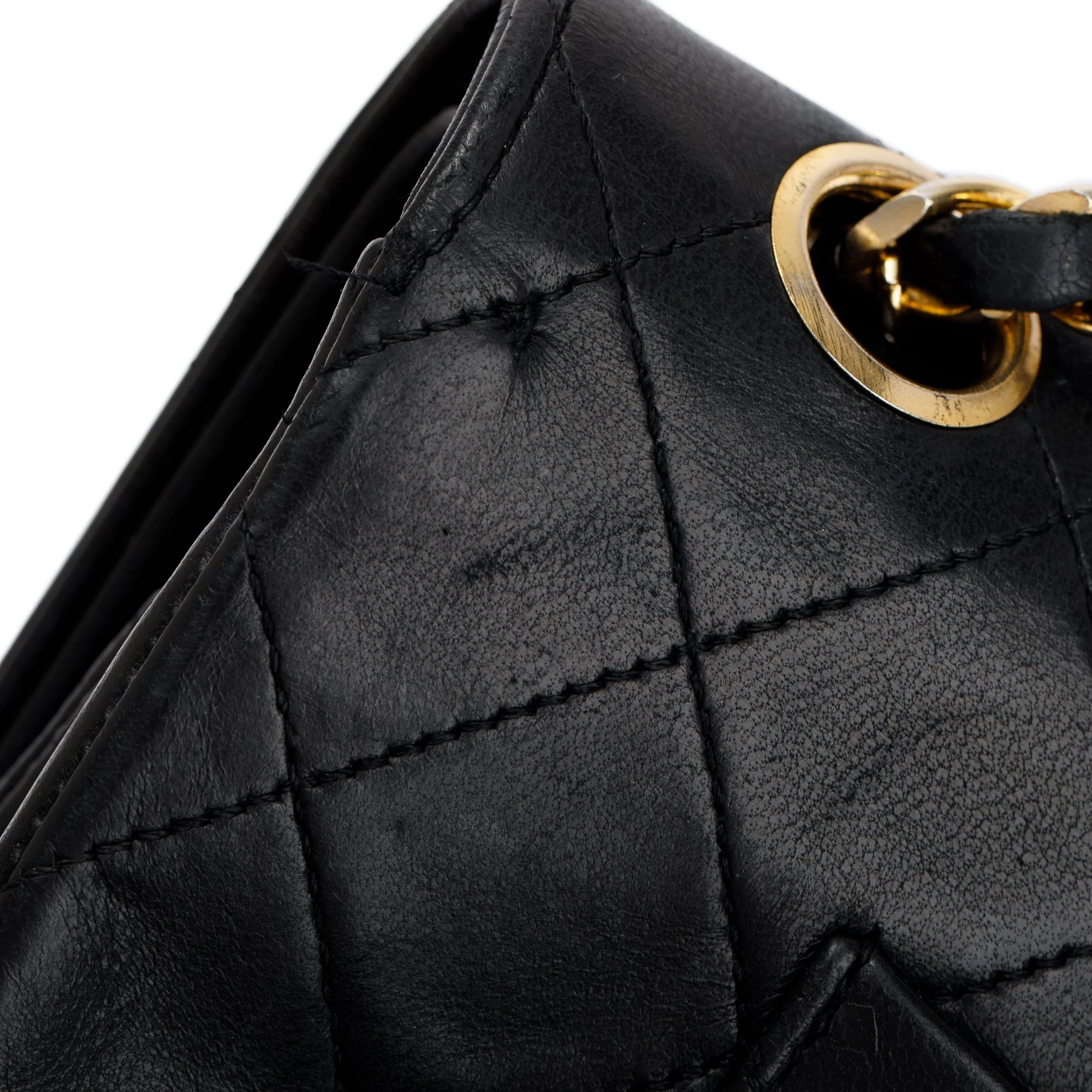Chanel Vintage Black Lambskin Classic Medium Double Flap Bag - Image 9