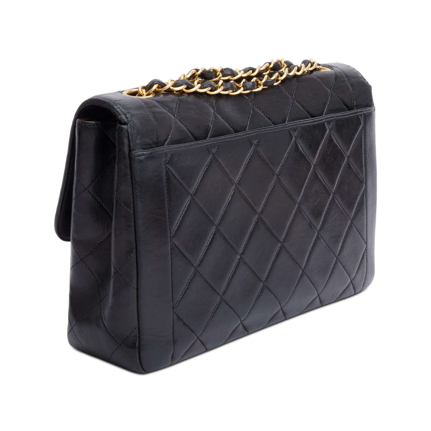 Chanel Vintage Black Quilted Lambskin Leather Medium CC Chain Flap Bag - Image 6