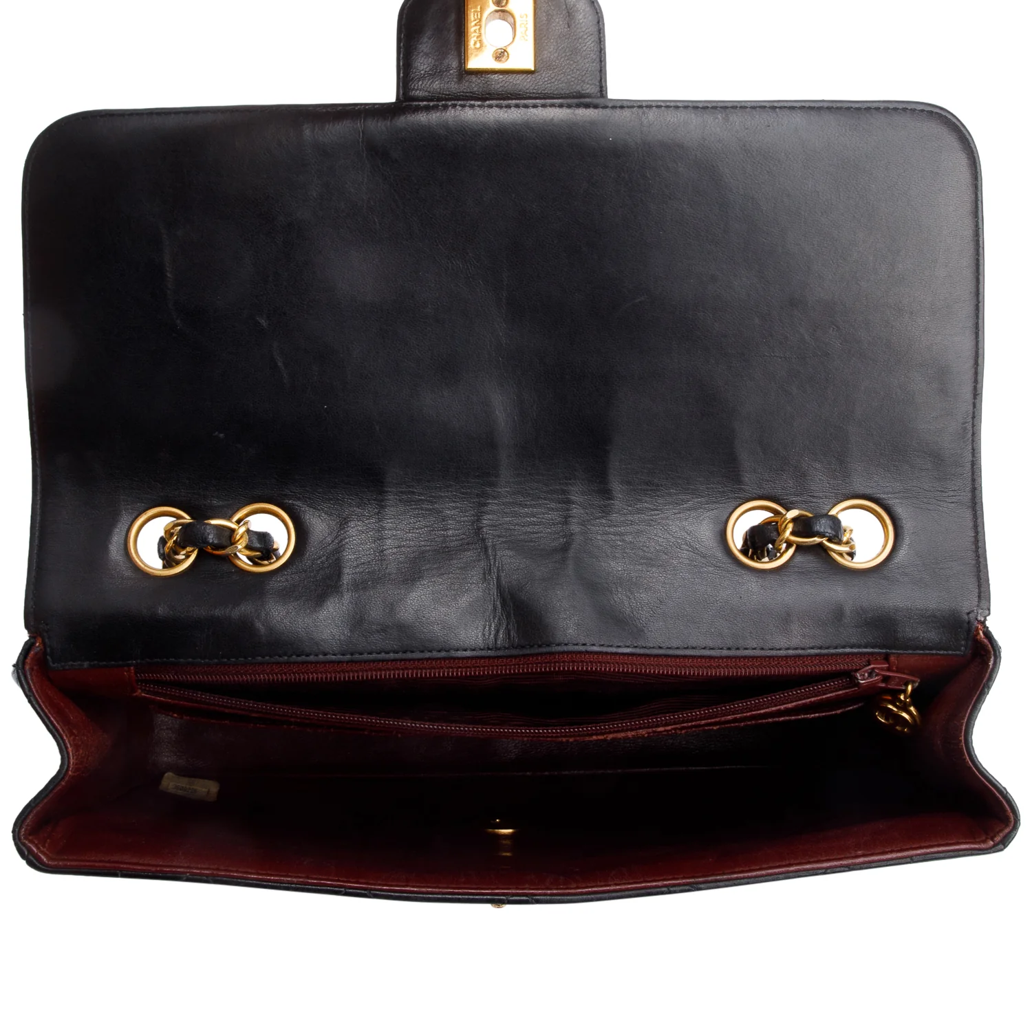 Chanel Vintage Black Quilted Lambskin Leather Medium CC Chain Flap Bag - Image 8