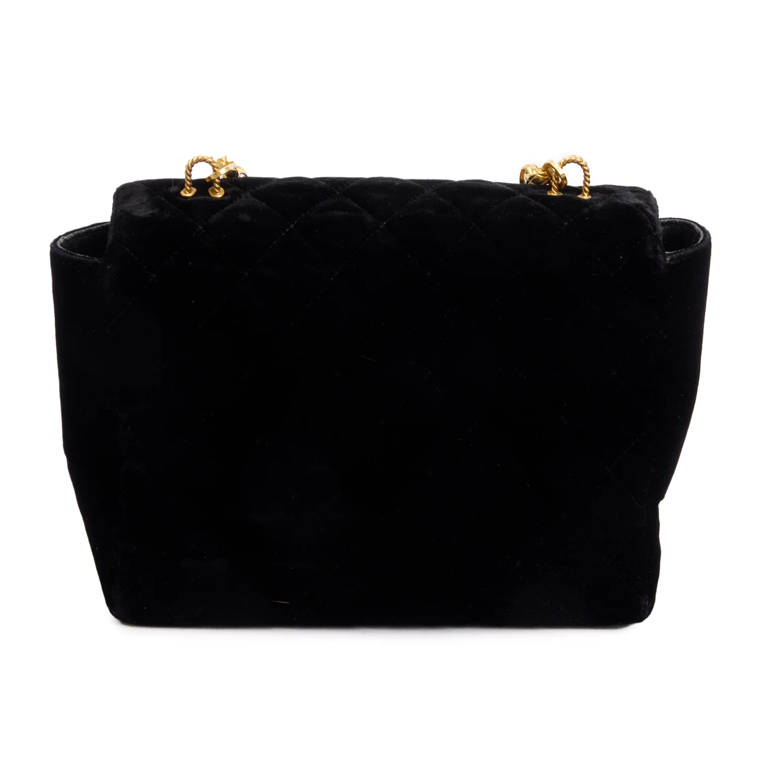 Chanel Vintage Black Quilted Velvet Small Square Single Flap Bag - Image 5