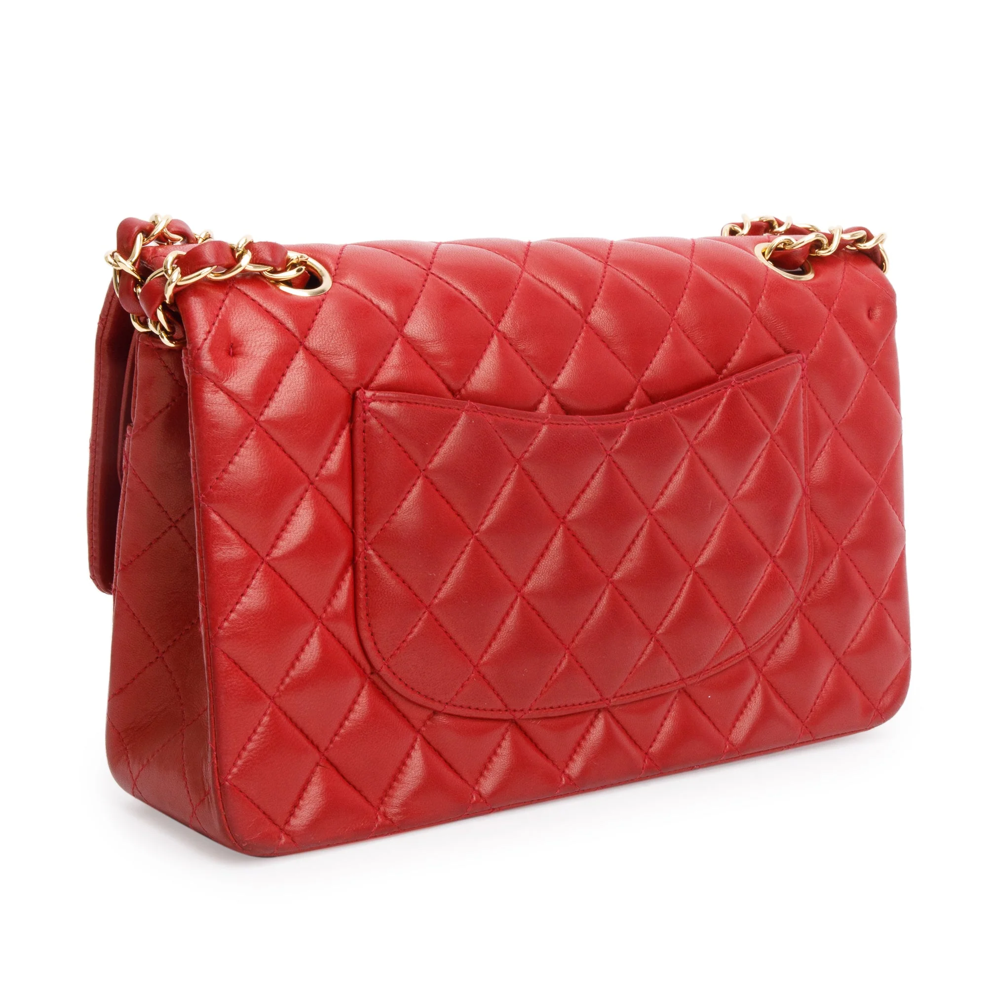 Chanel Vintage Red Quilted Lambskin Leather Classic Medium Double Flap Bag w/ Box & Authenticity Card - Image 7